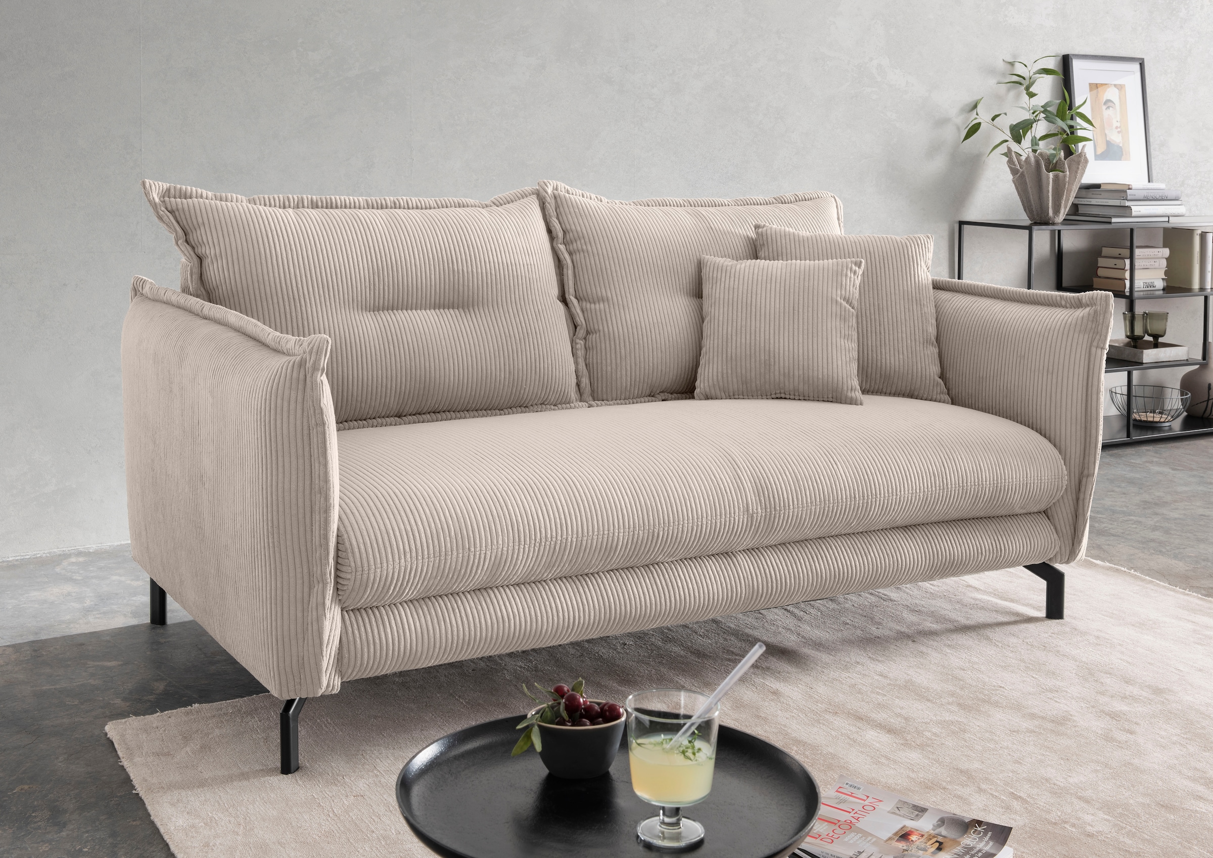 Home affaire 3-Sitzer »LAVA Breite 198 cm, modern und elegant, aktuelle Kissenoptik, bequem« Armlehnen verstellbar