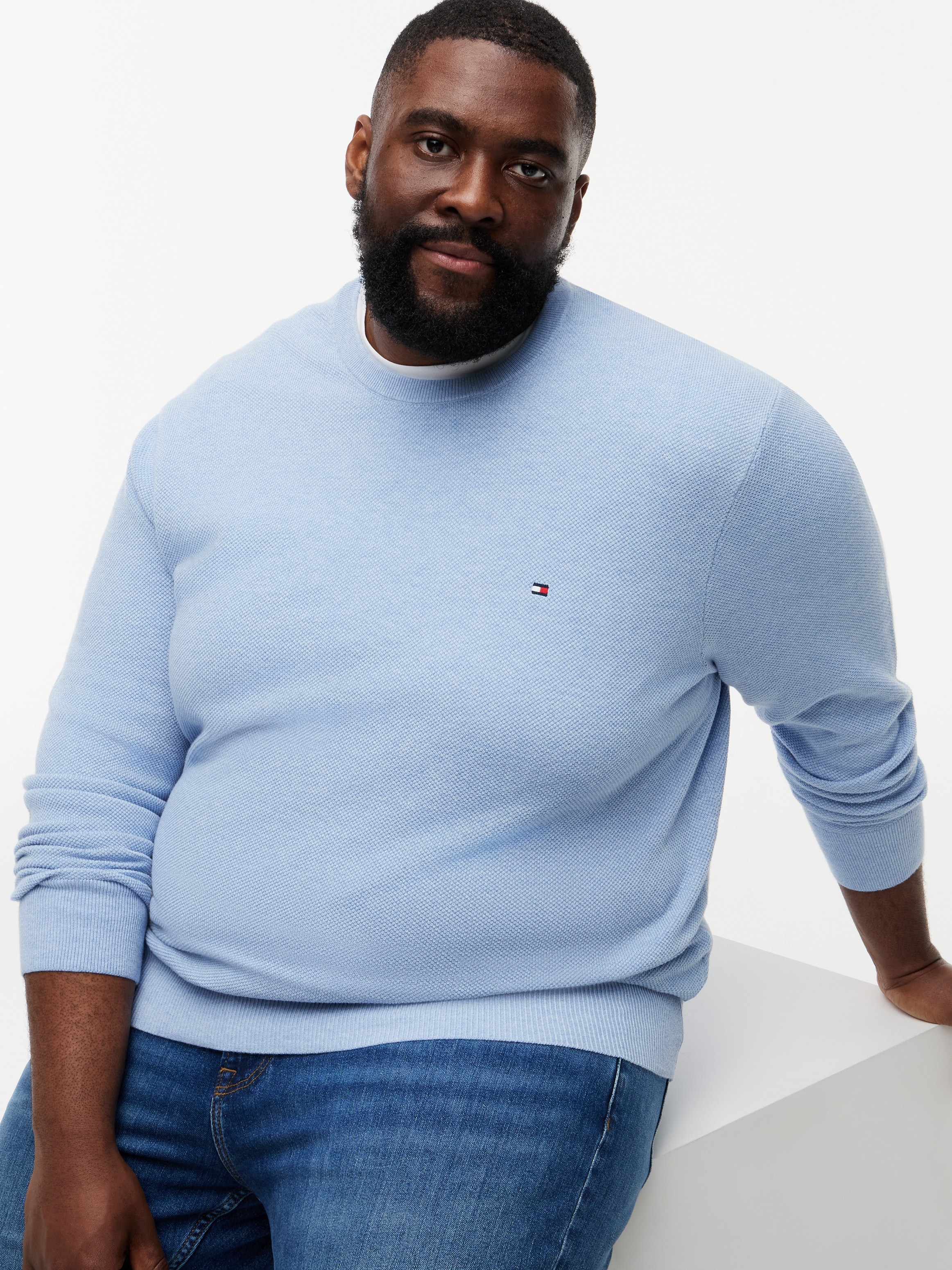 Tommy Hilfiger Big & Tall Pull à col rond »ESSENTIAL STRUCTURE CREW NECK« Grosse Grössen, regular fit