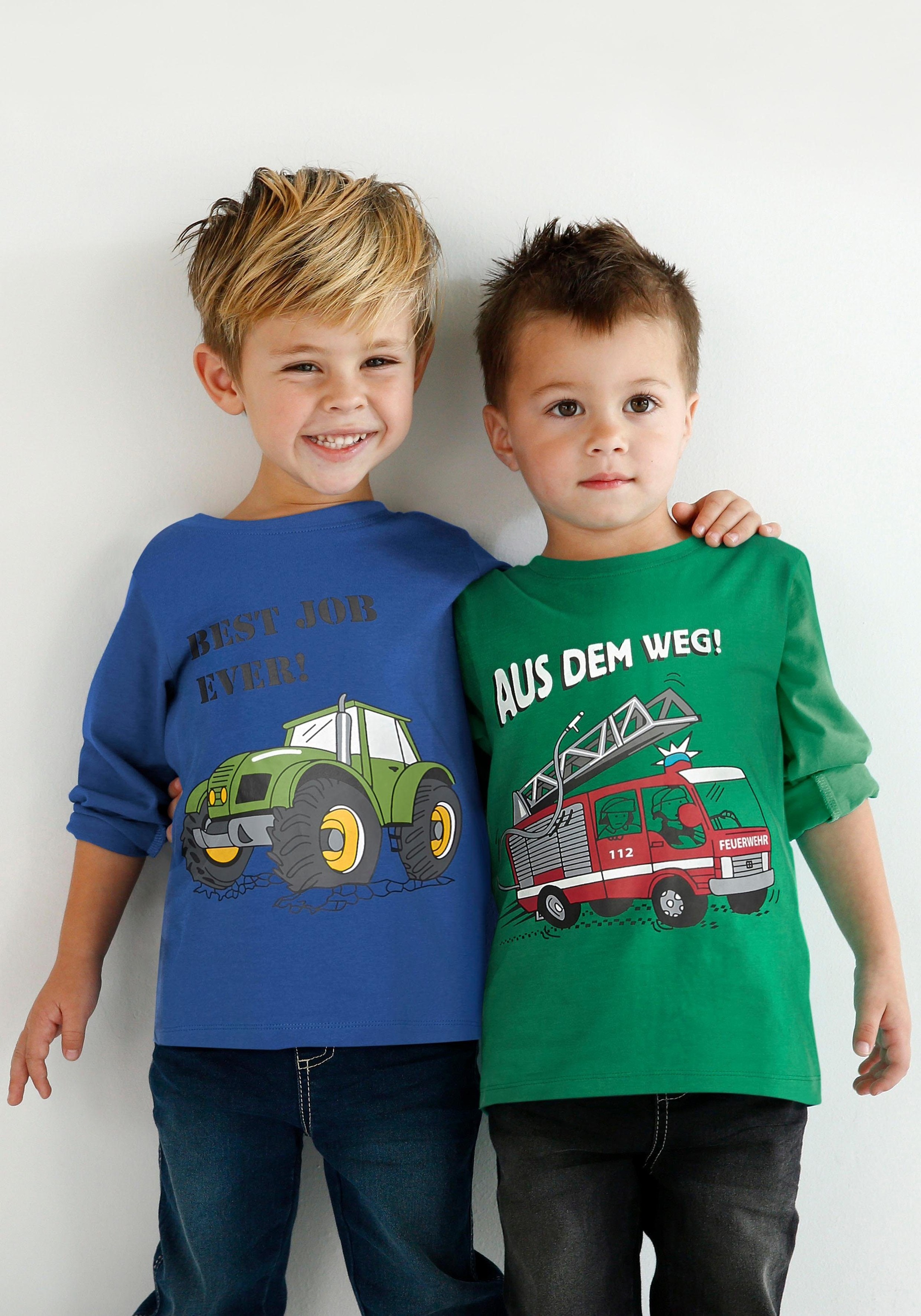 KIDSWORLD Langarmshirt »AUS DEM WEG«, (Packung, 2 tlg.), 2 unterschiedliche Fotodrucke