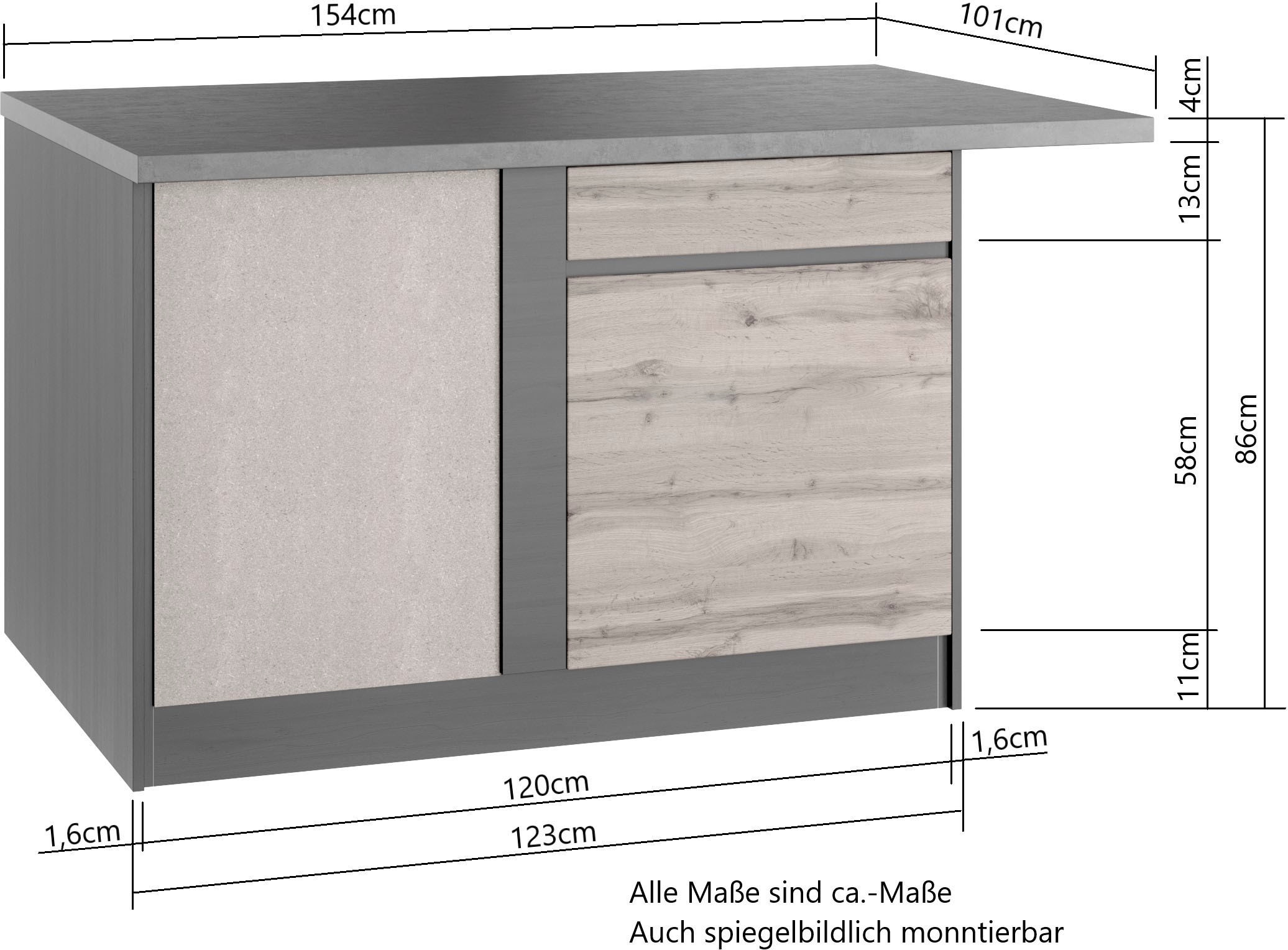 KOCHSTATION Winkelküche »KS-Riesa« Stellbreite 490/153 cm, ohne E-Geräte