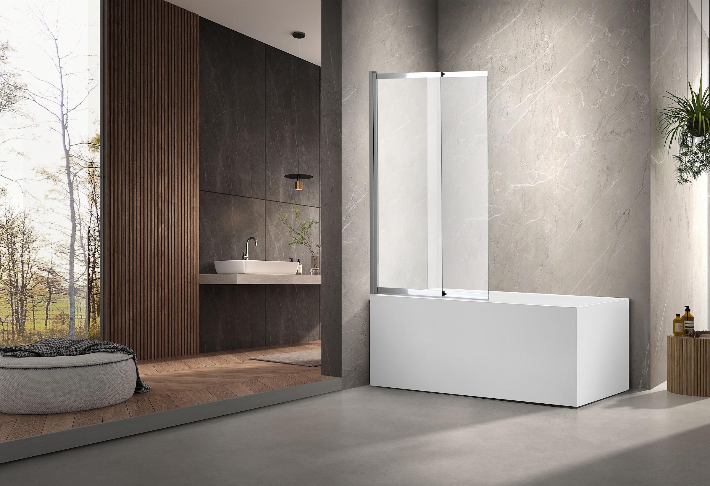 welltime Badewannenaufsatz »Slider« 2 Stk. tlg. Duschwand zum Zusammenschieben UND an die Wand klappen!