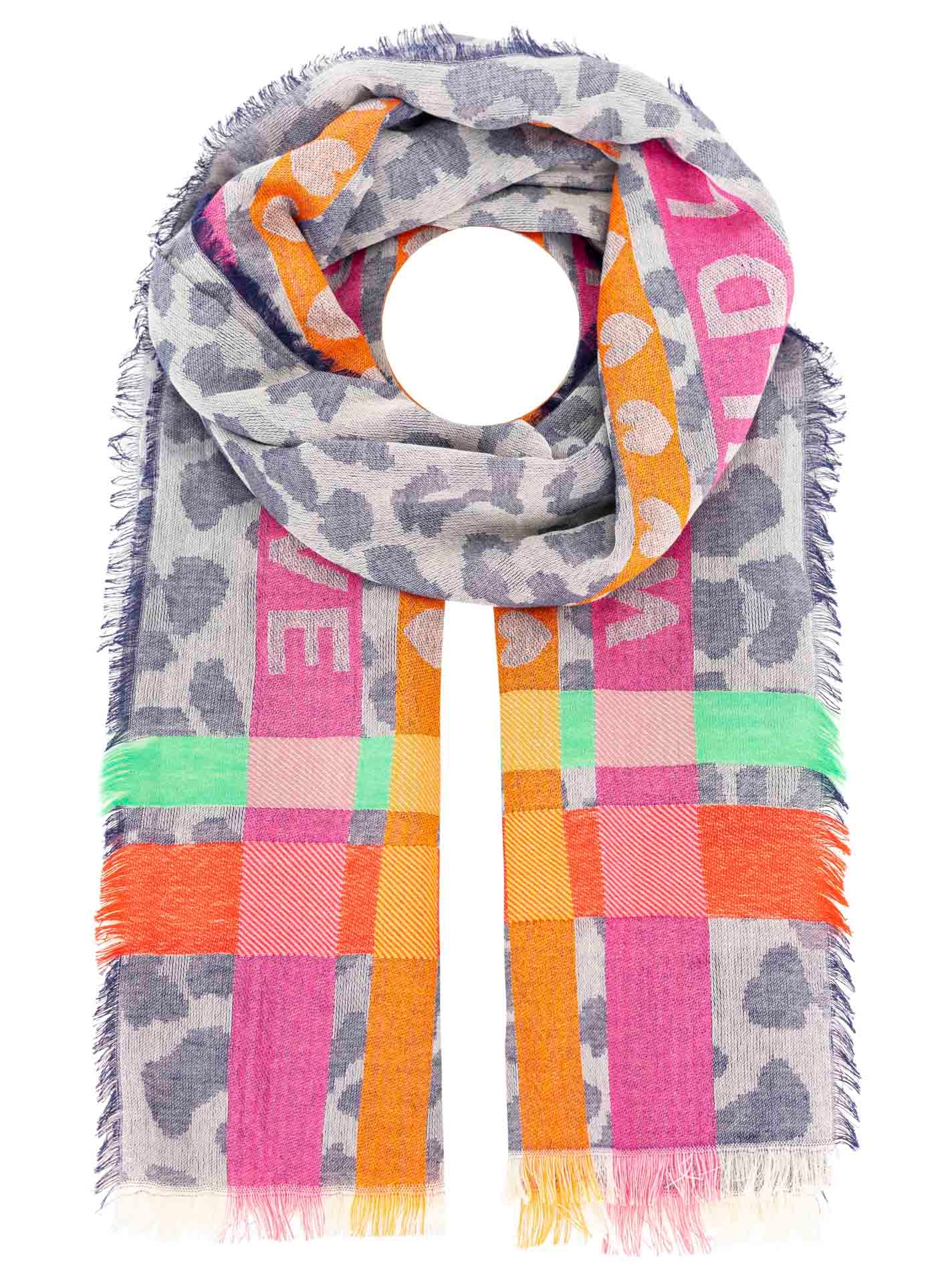 Zwillingsherz Écharpe »"Wild Love"« trendiger Schal mit Herzen und Schriftzug