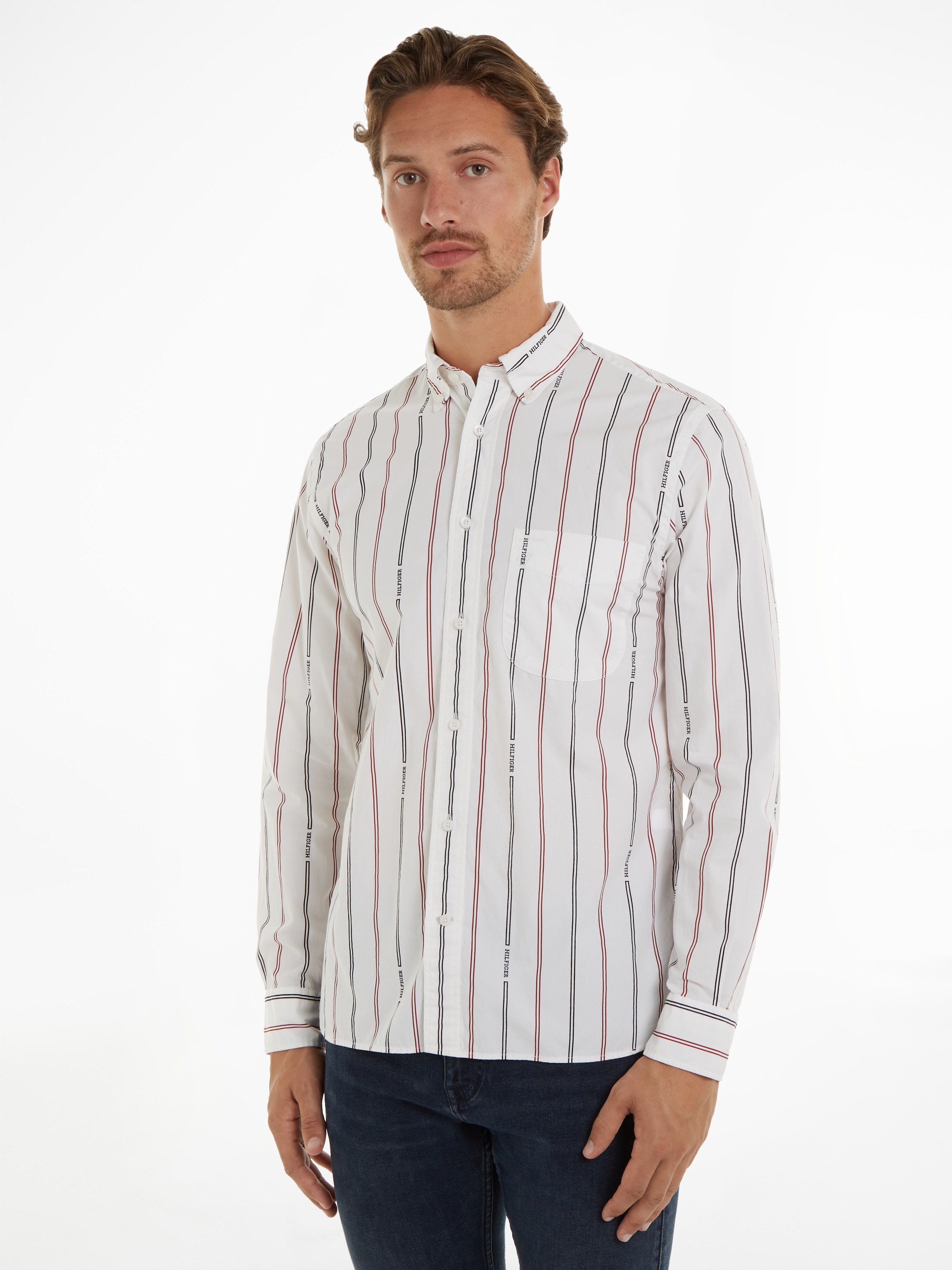 Image of Tommy Hilfiger Langarmhemd "HILFIGER DOUBLE STP Regular Fit SHIRT"