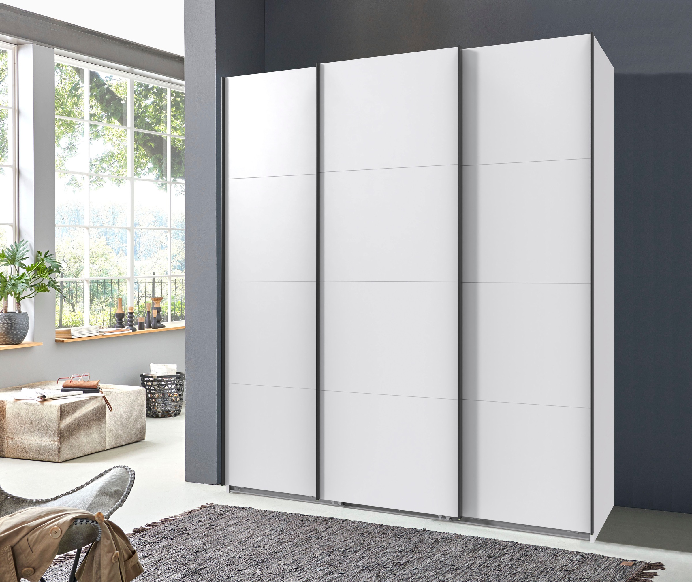 Wimex Kleiderschrank "Mugano, Made in Germany, Lieferung bis in Deine Etage und Stellort" wähle Deine Ausstattung: Basic oder Premium, 3 Schwebetüren, große Größen, mit oder ohne Spiegel, Metallgriffe