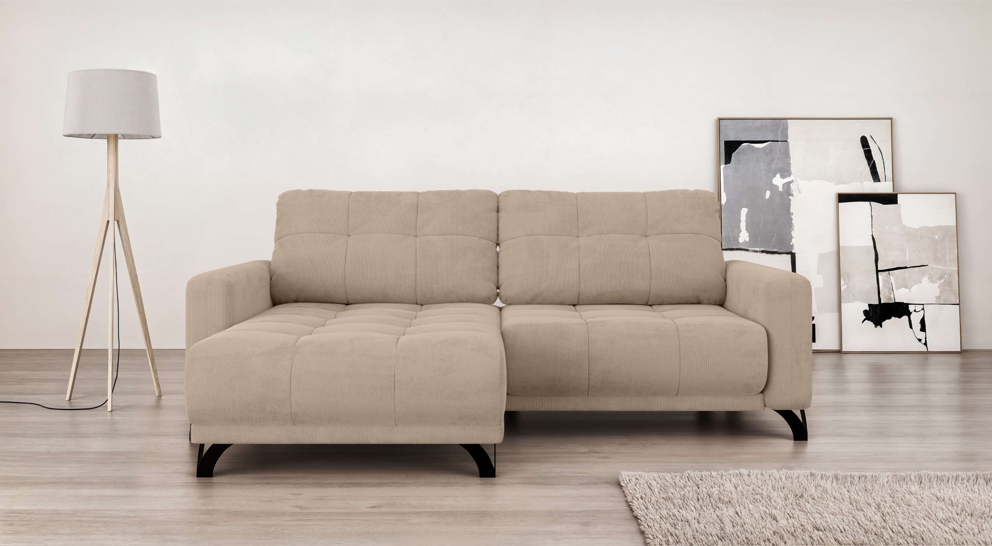 INOSIGN Ecksofa »FAIRVIEW mit verstellbaren Rückenlehne, Masse B/T/H: 234/174/93 cm«, L-Form mit Wellenunterfederung, Recamiere beidseitig montierbar