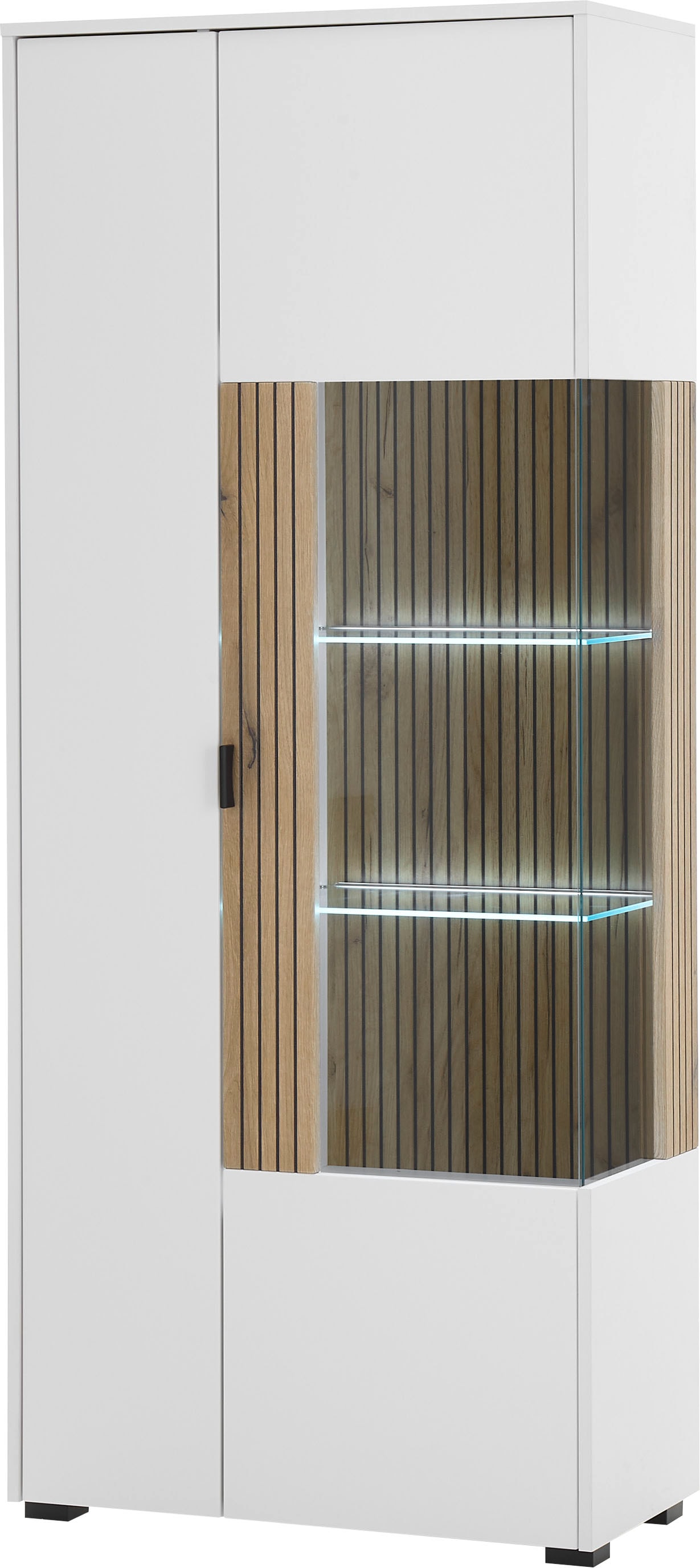 INOSIGN Vitrine »Hudson, Stauraumvitrine«, in moderner Trendfarbe, Griffe aus Metall (Schwarz), Höhe 180 cm