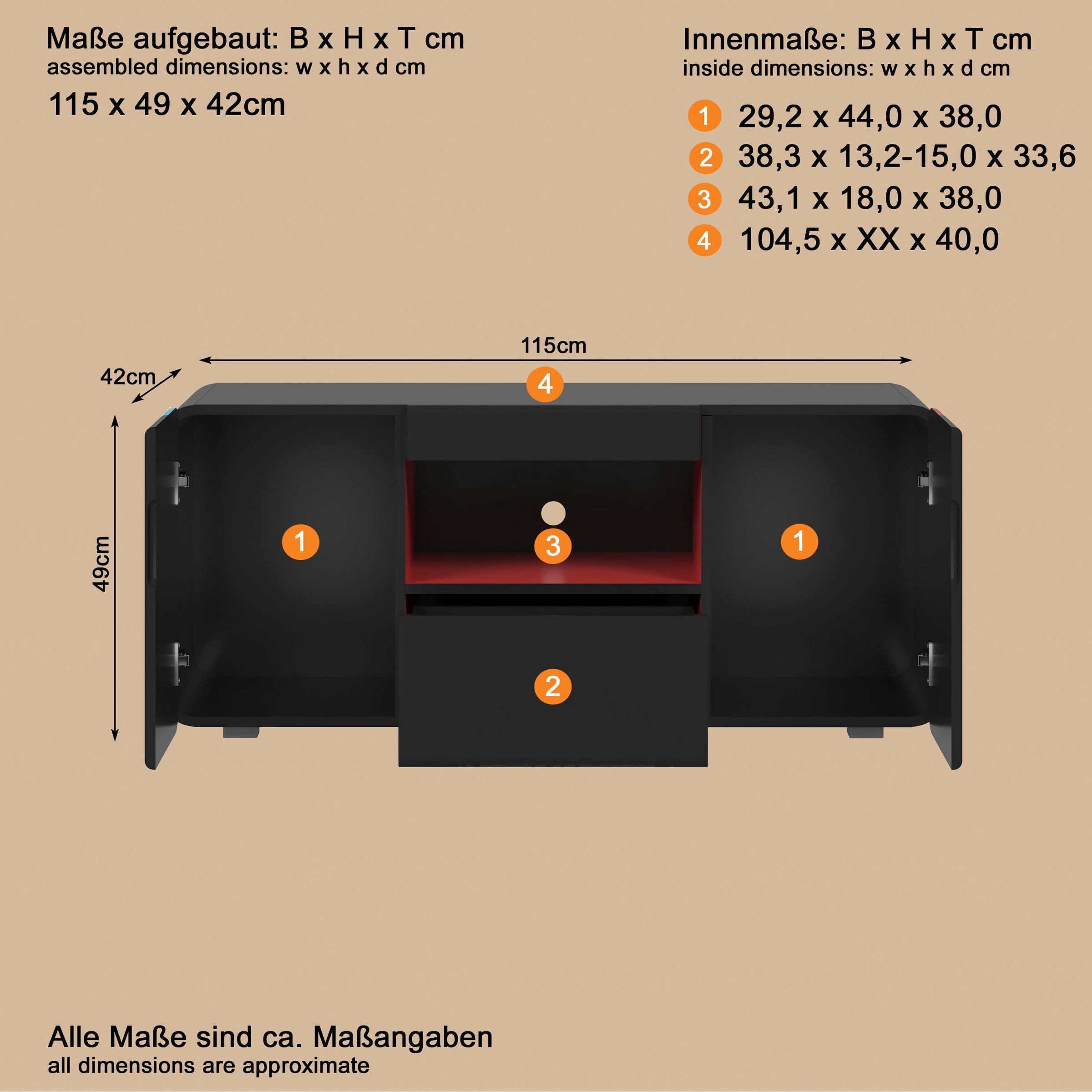 Home affaire Table basse »NextLevel speziell geeignet für Spielekonsolen« Meuble bas gaming avec ou sans éclairage - (L/P/H) 115/42/49 cm