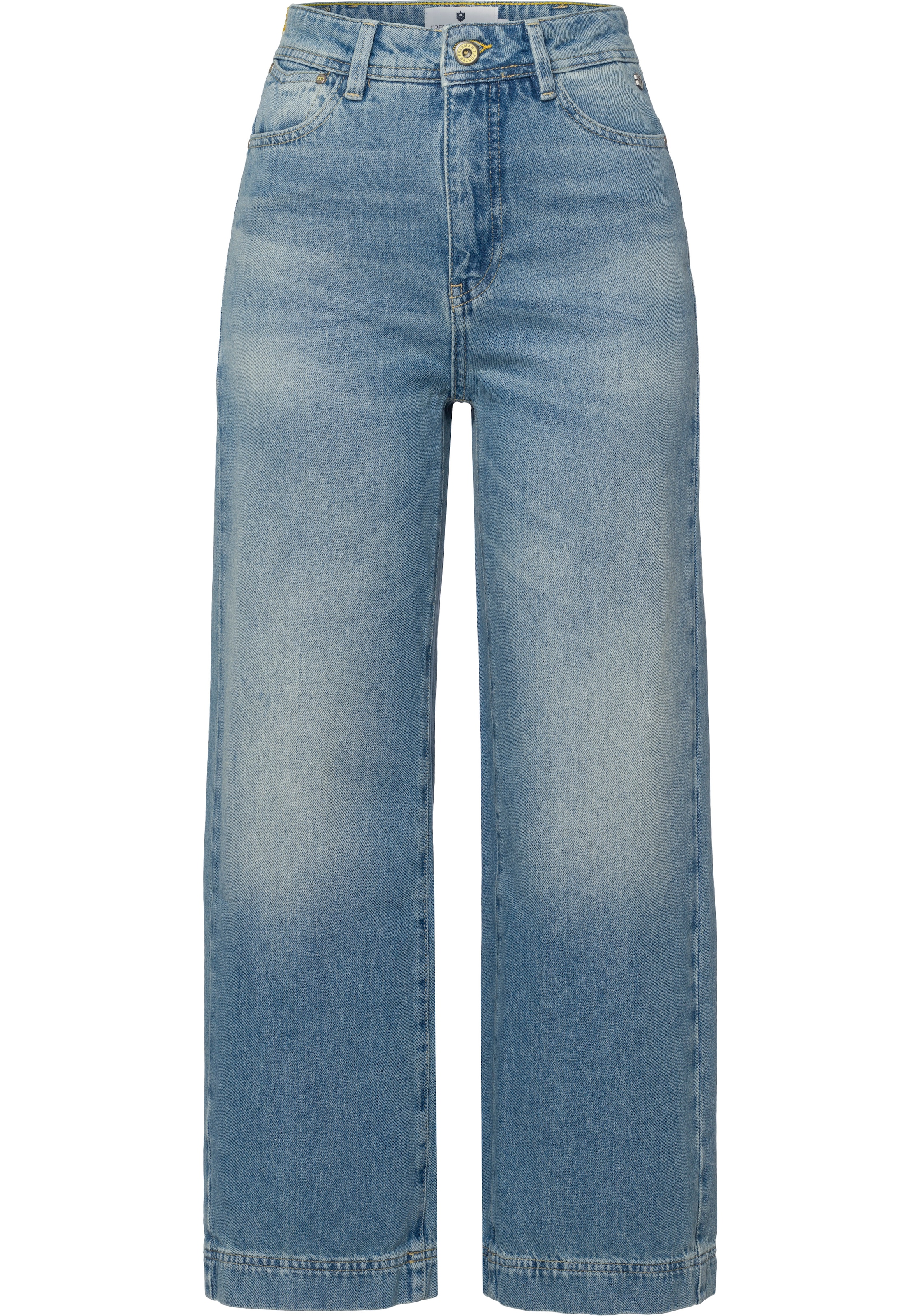 prix »Wide-leg Freeman Bund un à Jeans«, Porter mit Weite Jeans T. bon hinten am tlg.), (1 Blütenstickerei Acheter