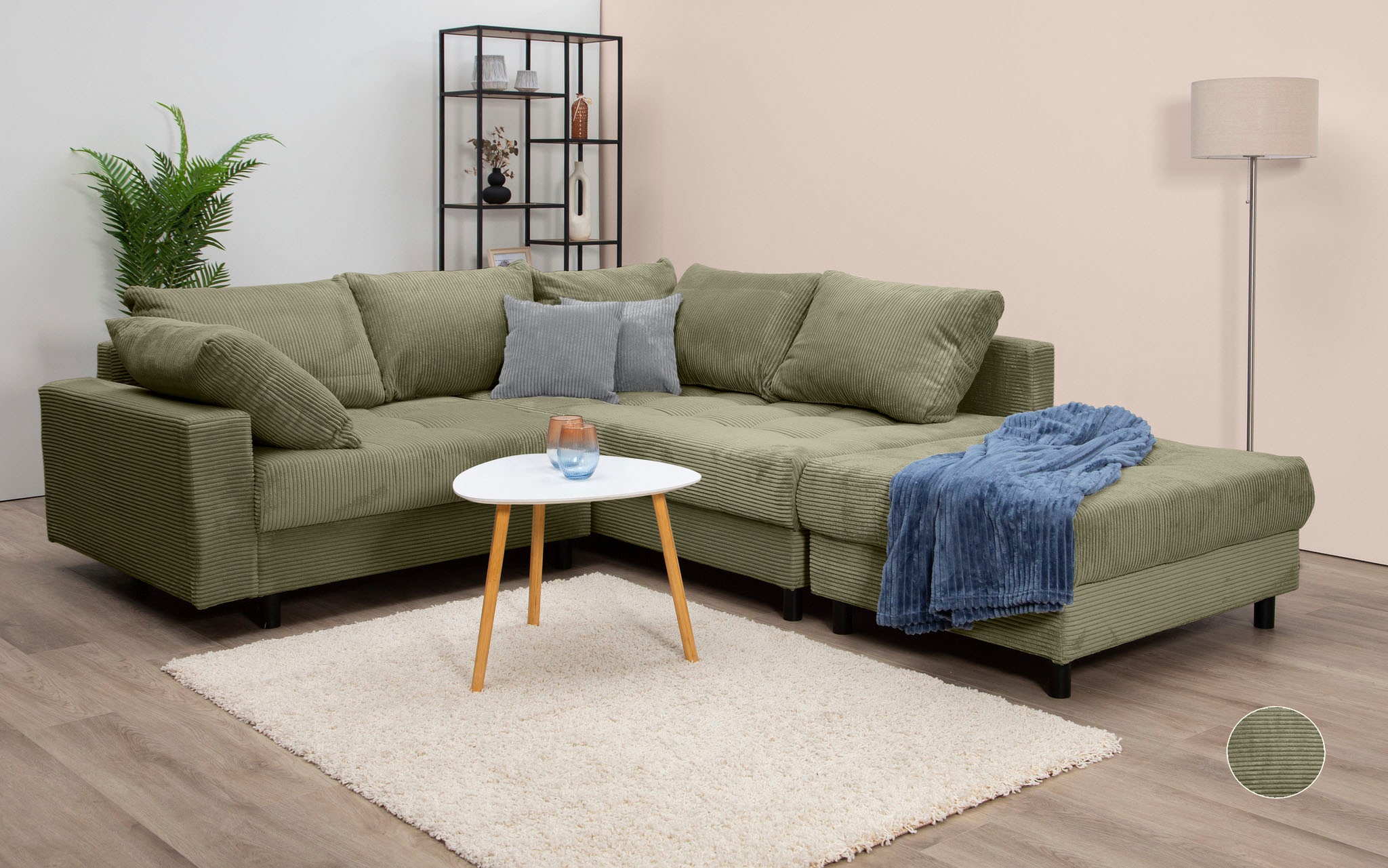 Home affaire Ecksofa »Toni L-Form«, Ottomane beidseitig montierbar, Federkern-Polsterung