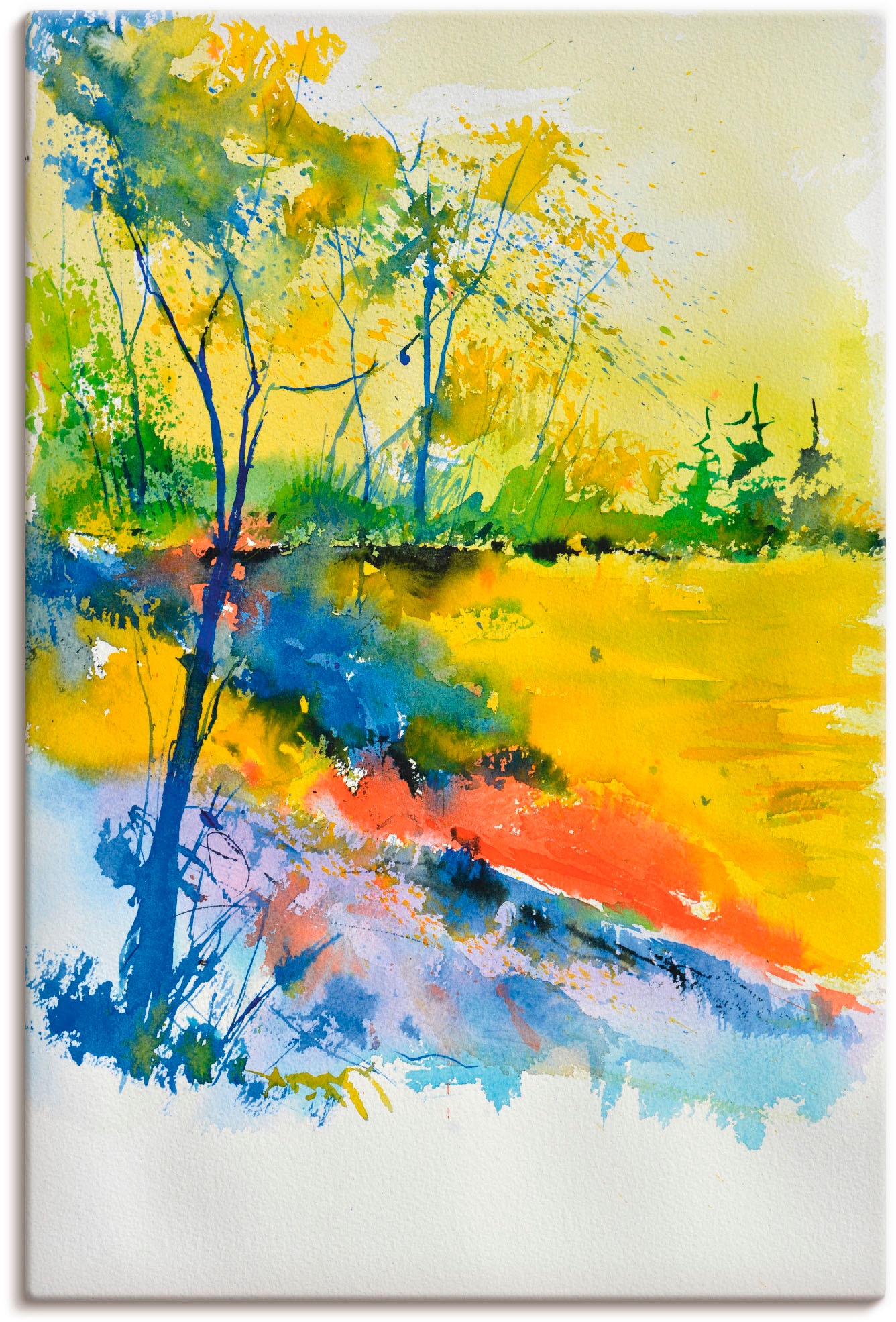 Image of Artland Leinwandbild "Landschaft im Sonnenlicht" Wald 1 Stk. tlg. auf Holzrahmen gespannt