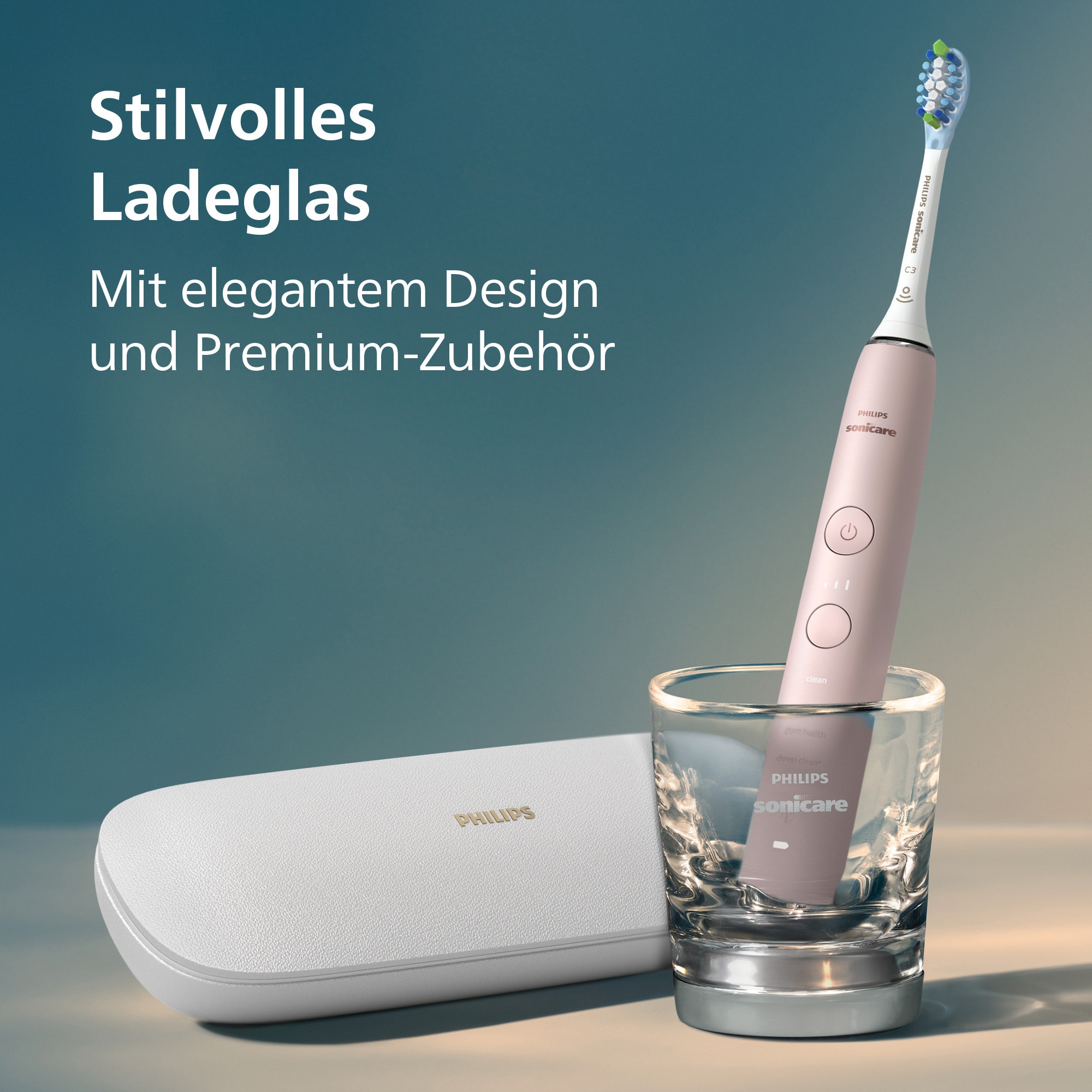 Philips Sonicare Brosse à dents électrique »DiamondClean 9000 HX9911« 1 cuis Aufsteckbürsten mit Schalltechnologie, Ladeglass, USB-Reiseetui