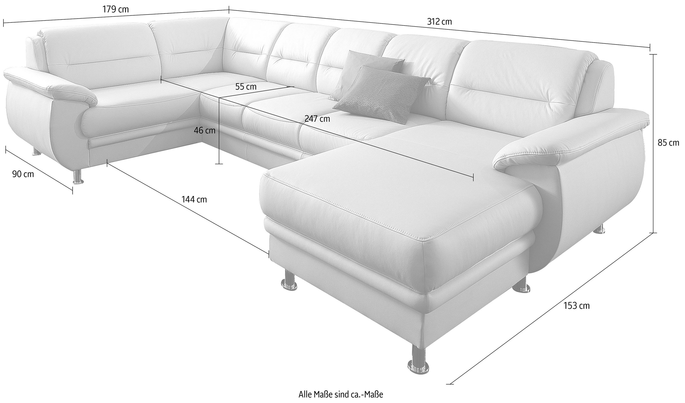 sit&more Wohnlandschaft »Mailand U-Form«, wahlweise mit Bettfunktion, frei im Raum stellbar