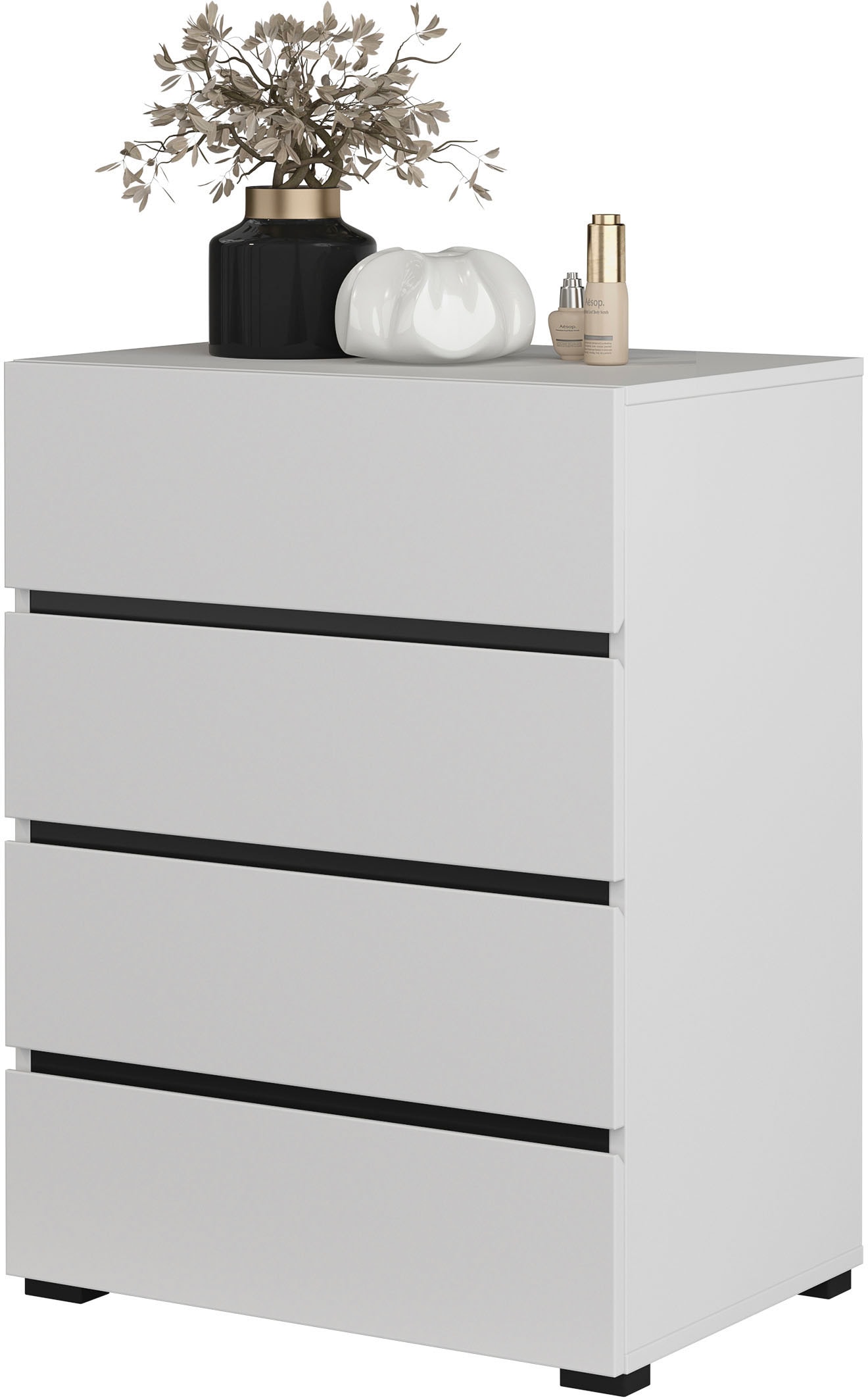 GOODproduct Kommode »Cross,Breite 60 cm, moderne grifflose Sideboard,4 Schubkästen« Schubladenschrank mit viel Stauraum, Flur Highboard