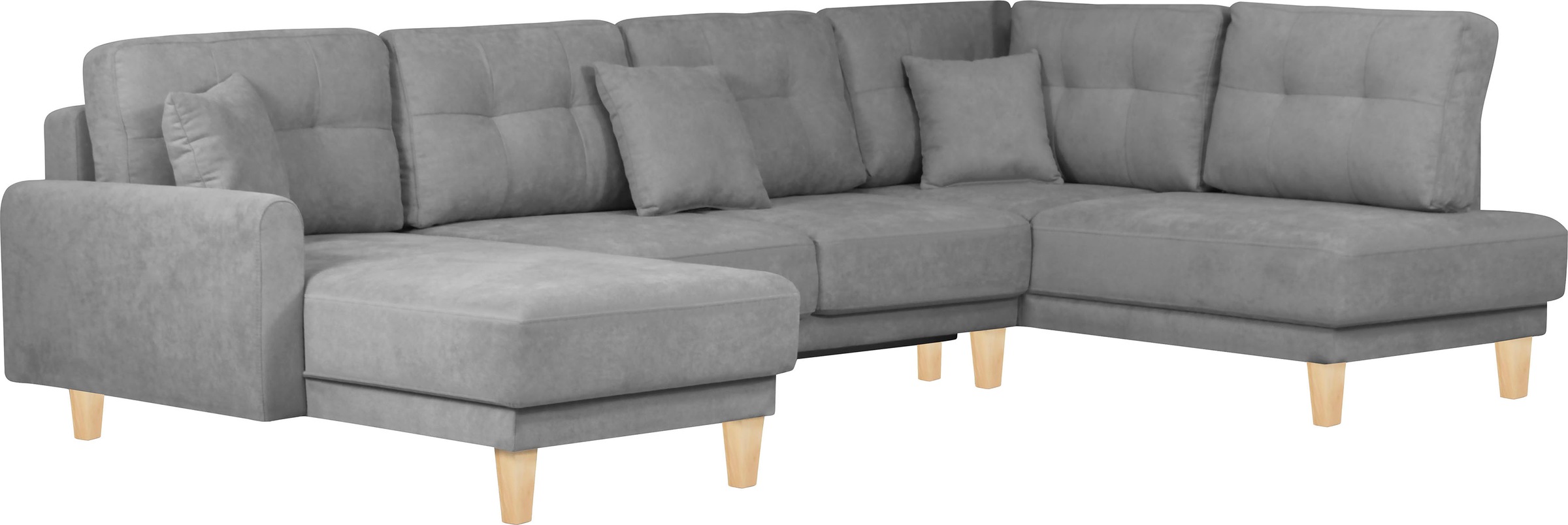 Home affaire Wohnlandschaft »TRIPLO U-Form wahlweise mit Schlaffunktion, B/T/H: 310/192/90 cm«, Schlafsofa, auch mit Bettkasten, Steppung im Rückenkissen