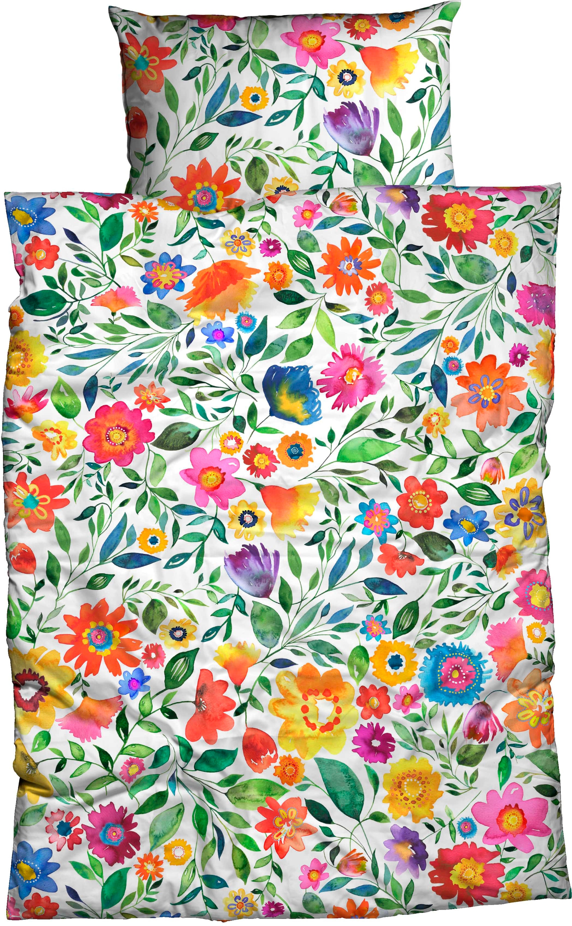 Image of CASATEX Bettwäsche "Malinda" 2 Stk. frühlingshafte frische Farben, Blumenwiese