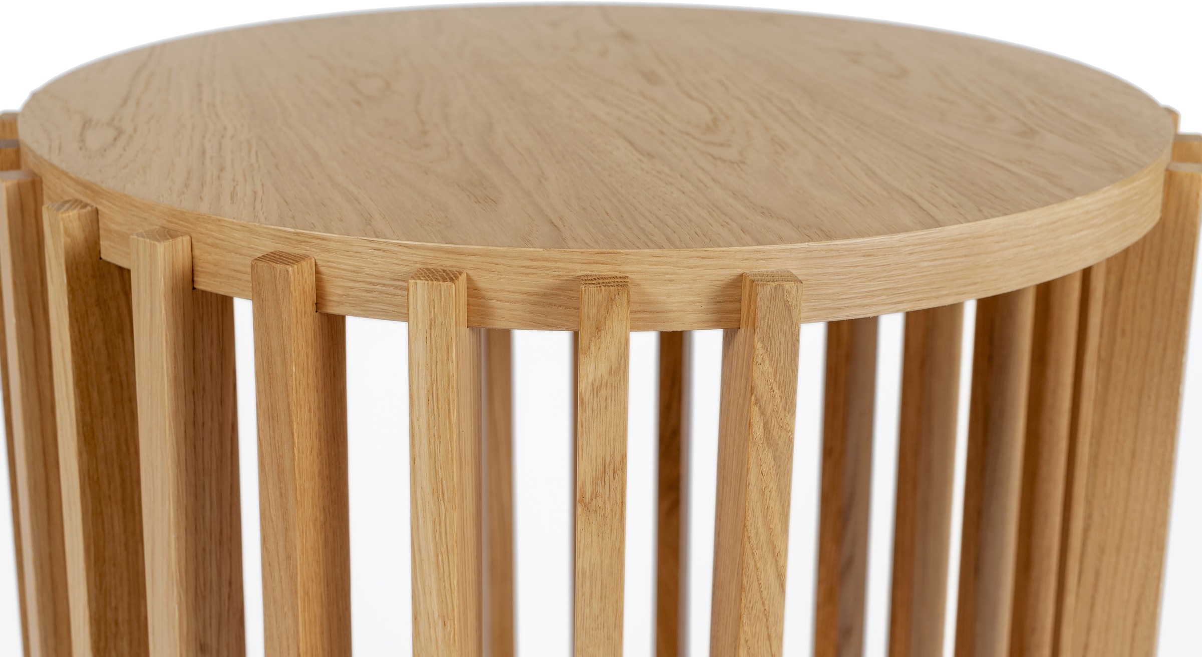 Woodman Beistelltisch »Drum, Breite/Tiefe/Höhe: 53/53/58 cm«, Holzfurnier aus Eiche, Sprossen aus massiver Eiche