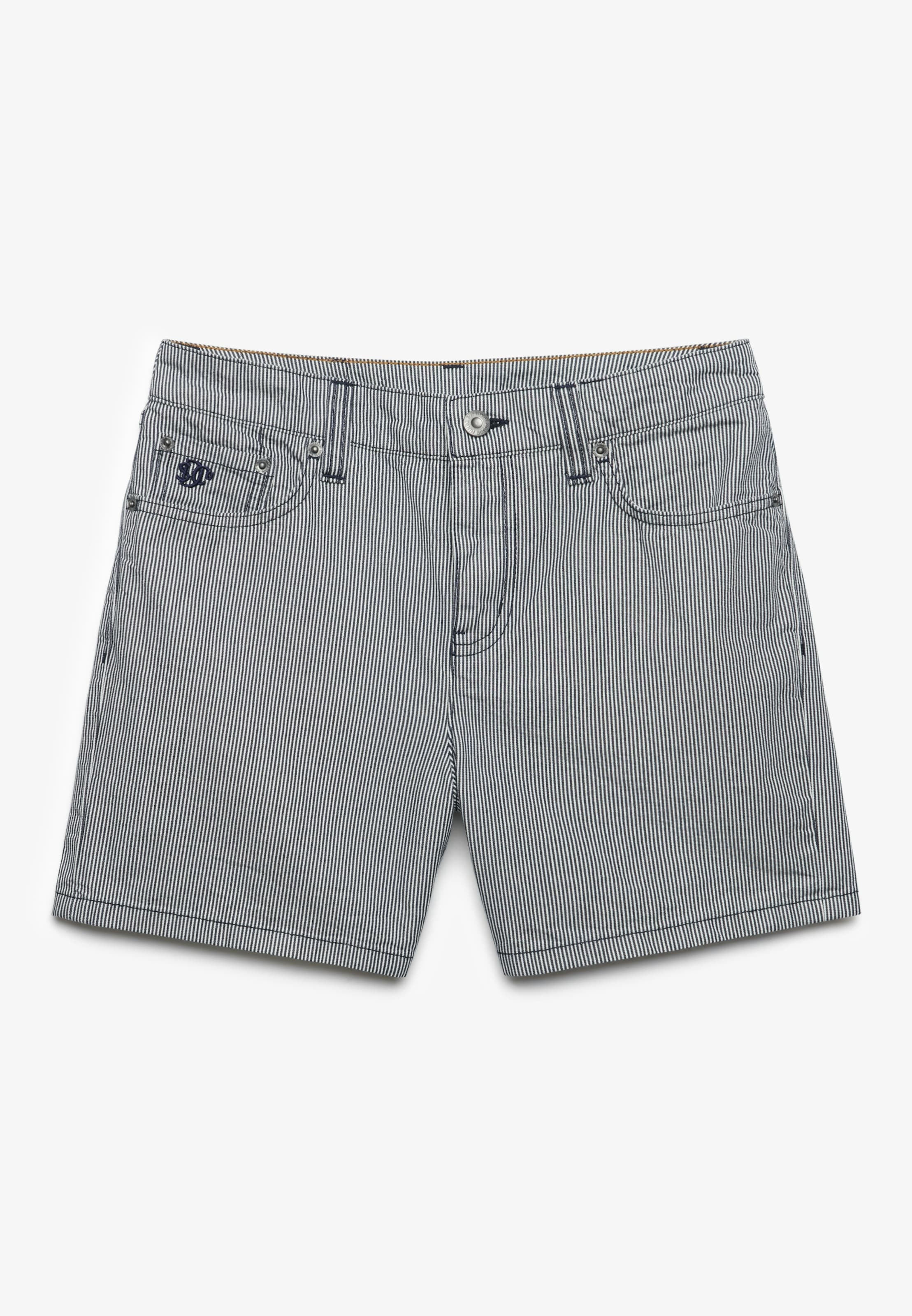 Superdry Jeanshotpants »MID RISE STRIPE SHORT« Slim Fit, aus Baumwolle, ca. Mitte Oberschenkel lang, mit 1-Knopf-Form