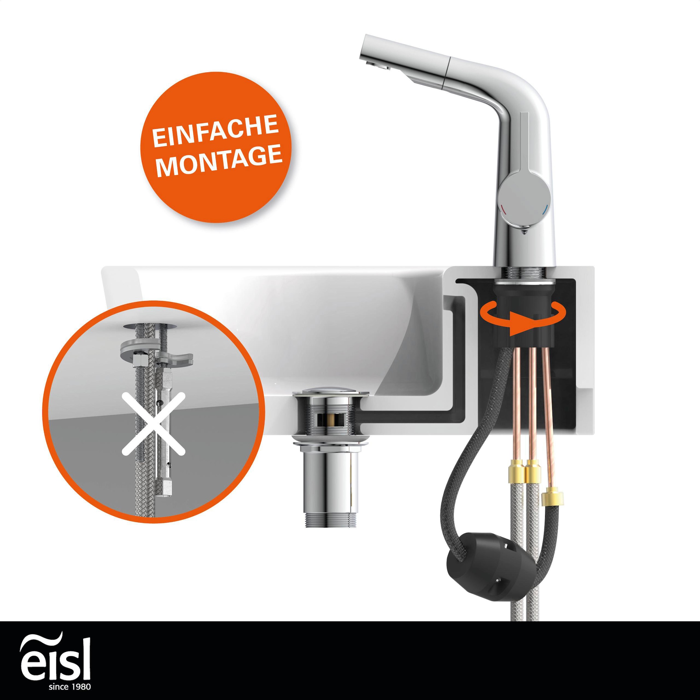Eisl Waschtischarmatur »COOL«, herausziehbare Brause, Mischbatterie, für Durchlauferhitzer geeignet