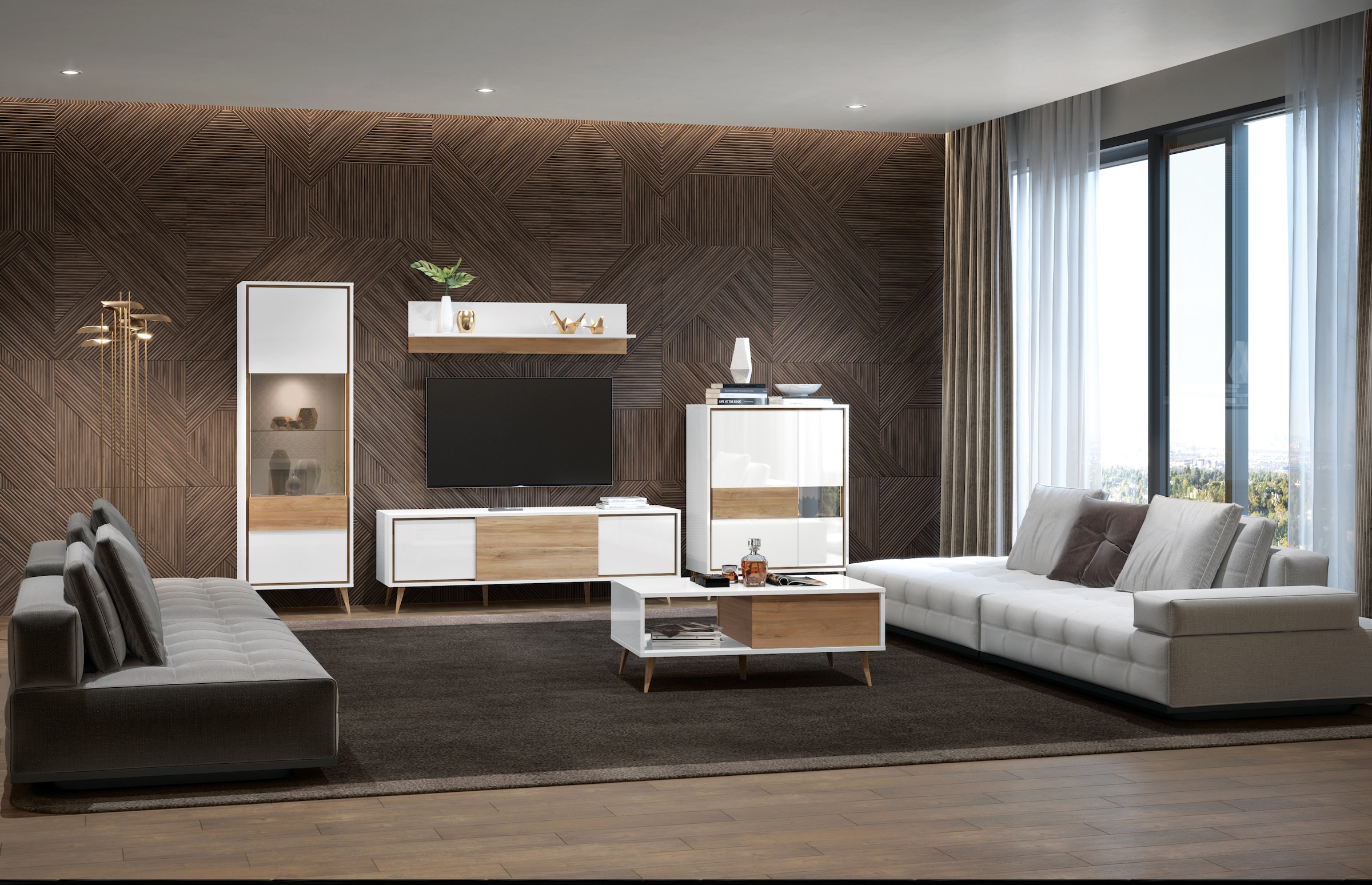 GOODproduct Buffet haut »Vida« (H/L/P) : 121/95/40 cm,  Laqué UV, haute brillance, fonction soft-close et push-to-open