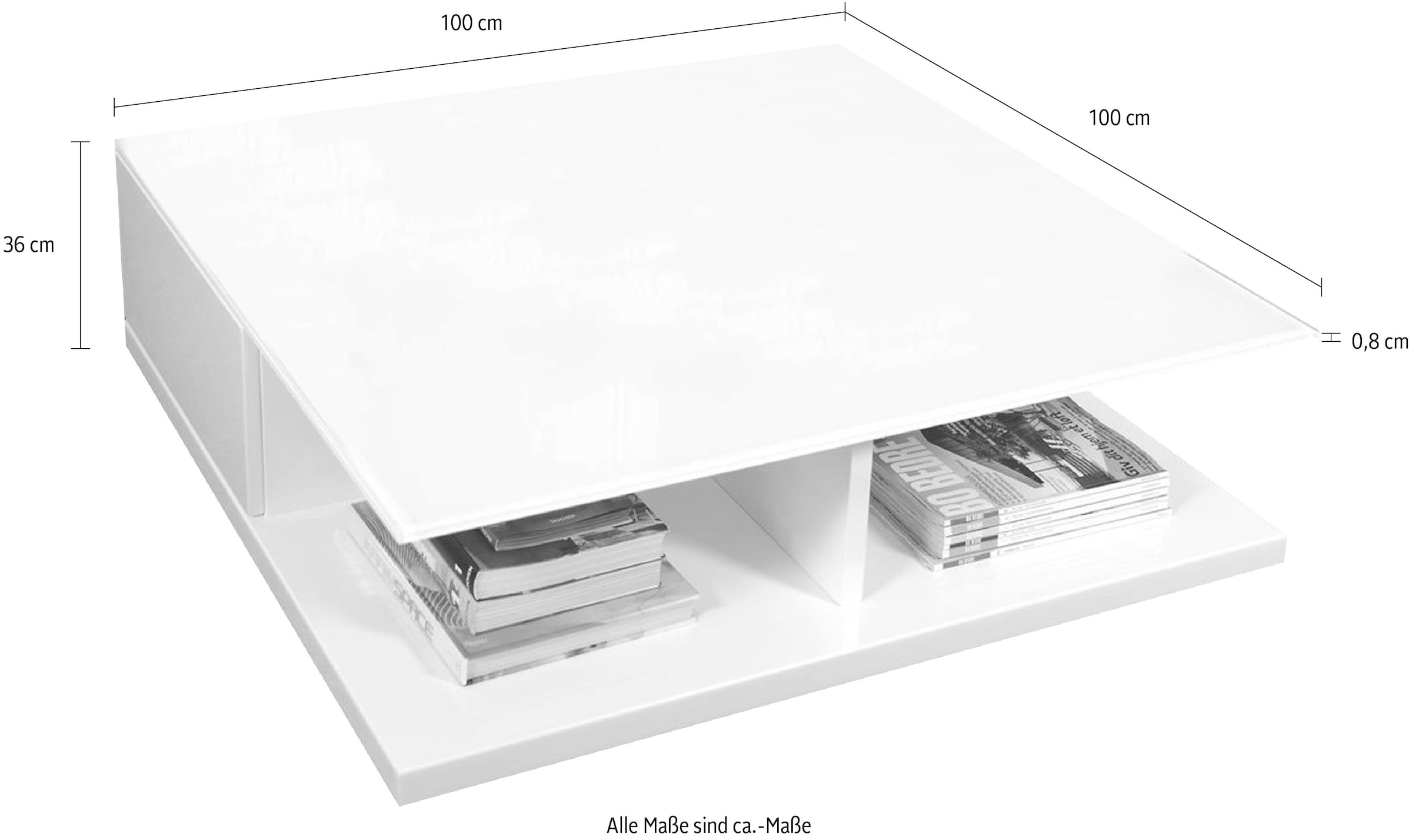 SalesFever Couchtisch, Tischplatte aus gehärtetem Kristallglas