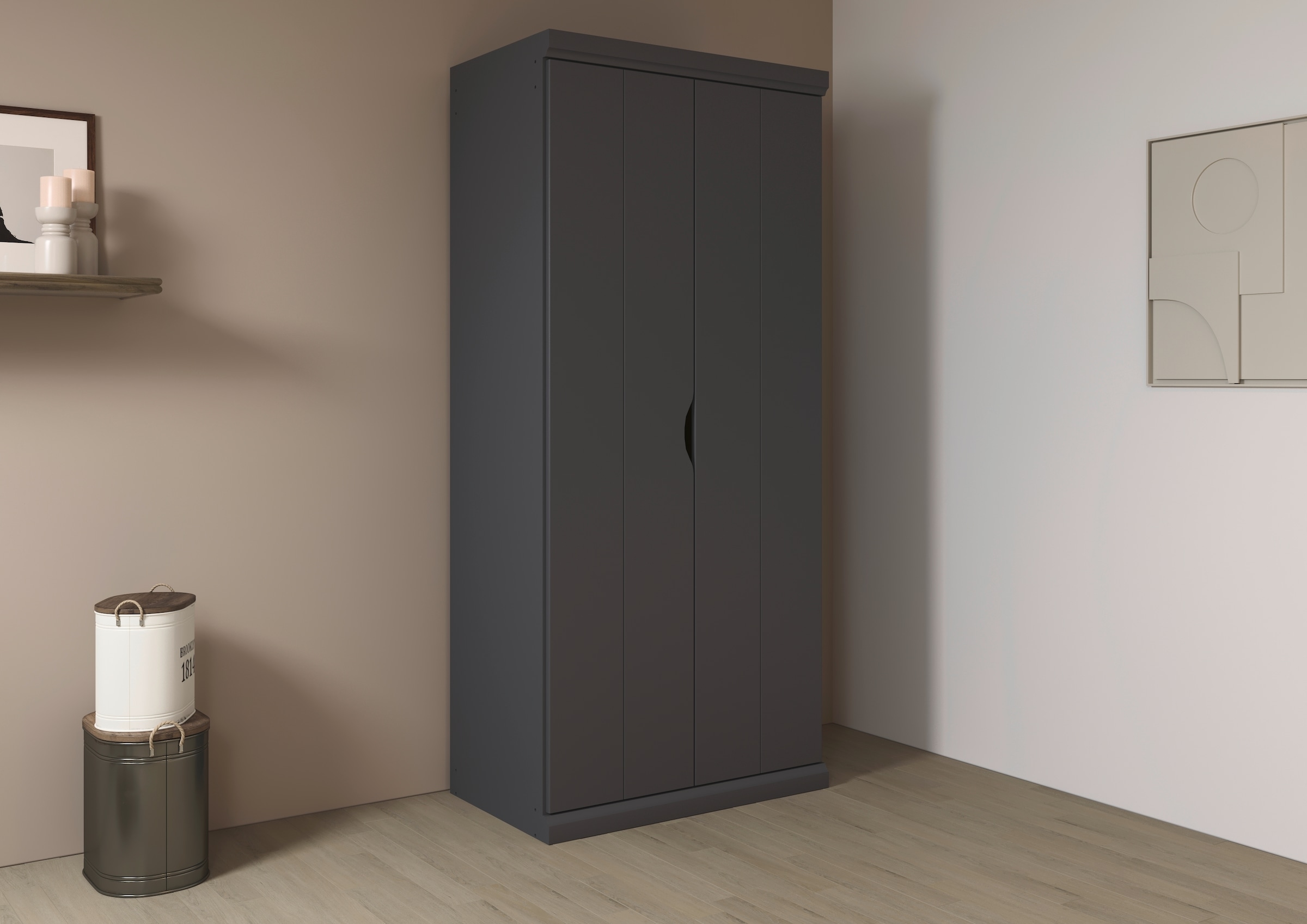GOODproduct Kleiderschrank »Mehrzweckschrank Aktenschrank Möbel Mietswohnung Schlafzimmer MARLENE« 3 verschiedene Ausstattungen BASIC/CLASSIC/PREMIUM (inkl. SOFT-CLOSE),  in 3 Breiten 91/136/181 cm im Landhaus-Stil MADE IN GERMANY
