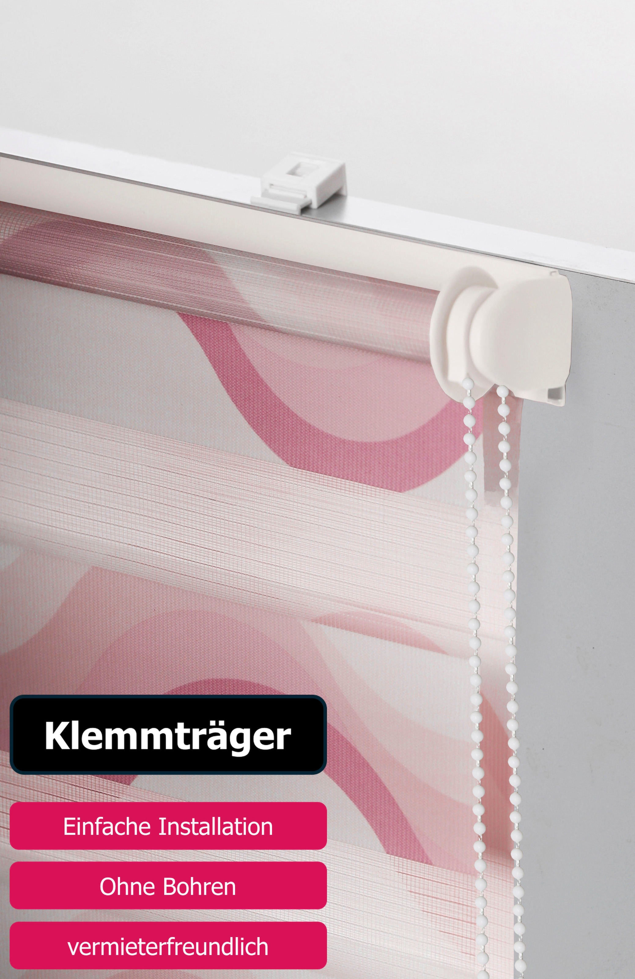 my home Doppelrollo »Welle«, Lichtschutz, Sichtschutz-Verdunkelung, ohne Bohren, freihängend, Fixmass, Klemmfix-Duo-Rollo, Doppelrollo "Welle", Klemmträger