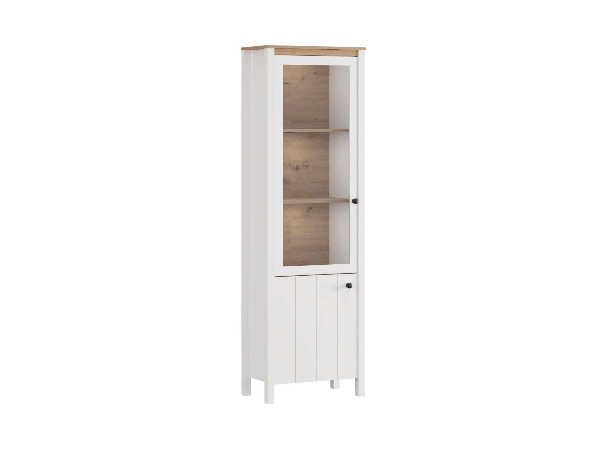 Image of Home affaire Vitrine "BEDFORD Vitrinenschrank, Glasschrank, Standvitrine, Highboard" MDF-Profil 2D ummantelt, 2 Türen & 4 Einlegeböden mit Metallgriffen