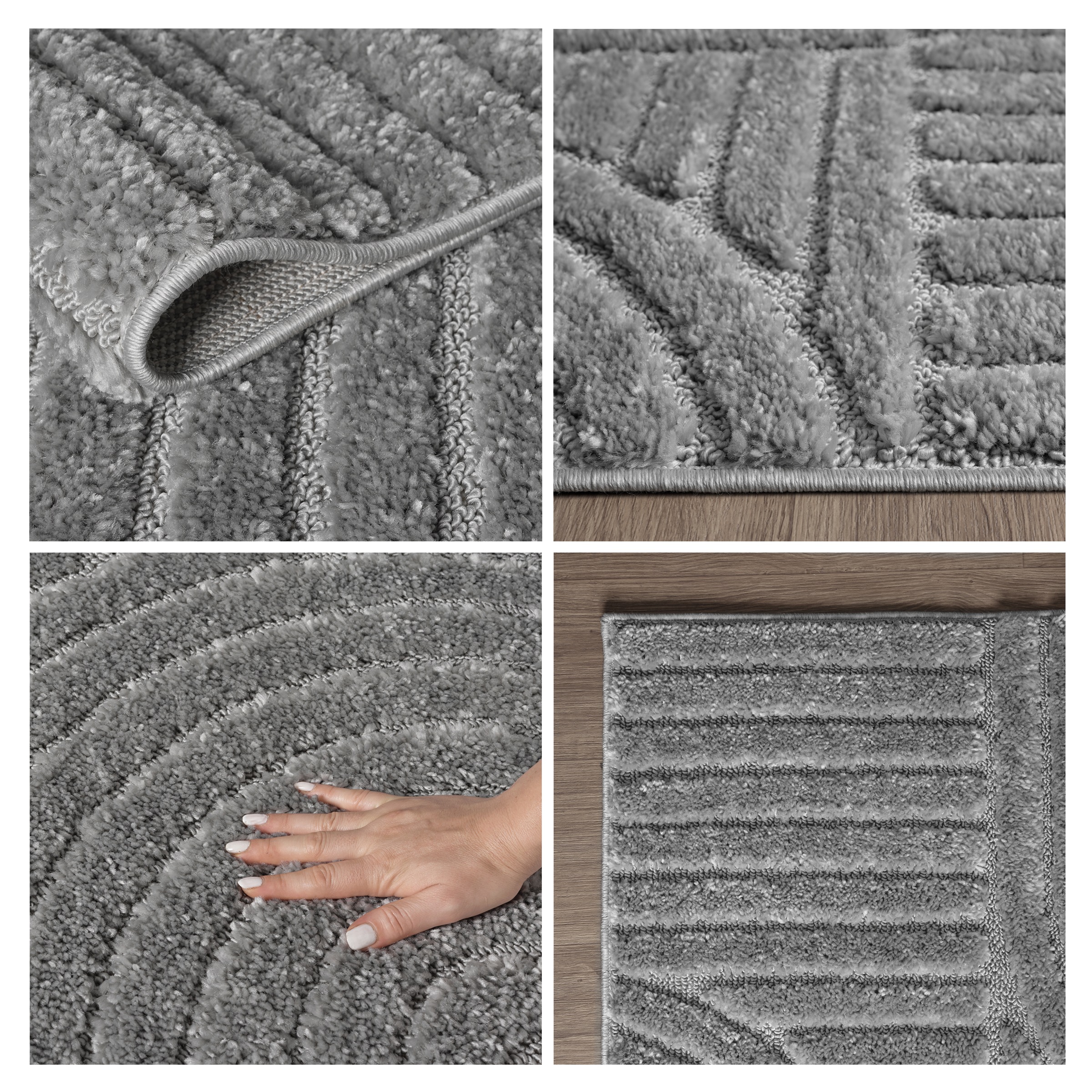 GOODproduct Teppich »Jonne, Boho-Design, Scandi, Designteppich« rechteckig 20 mm Höhe Hoch-Tief, 3D Optik, skandinavischer Stil, Wohnzimmer, Schlafzimmer