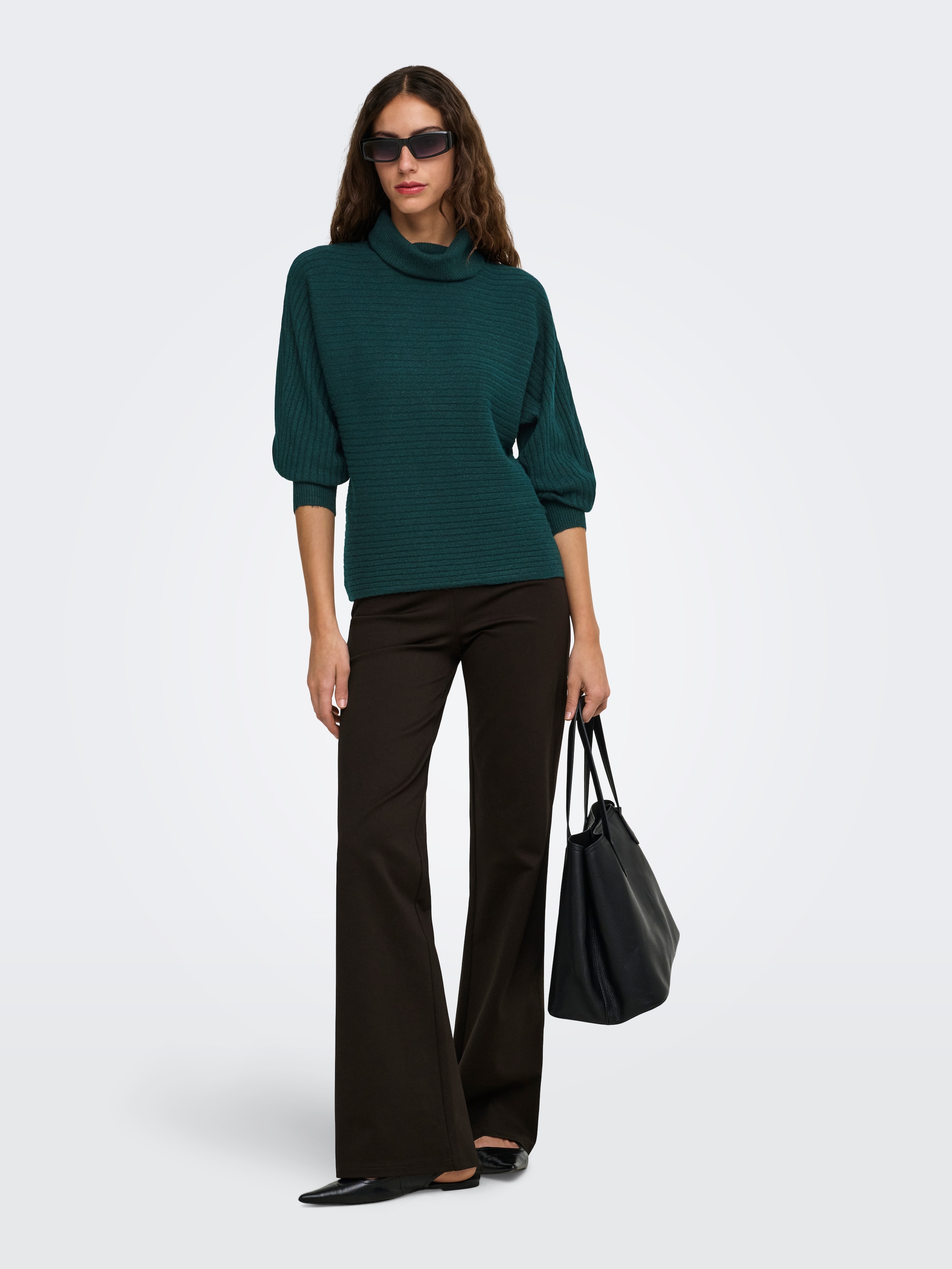 ONLY Pull à col roulé »ONLWINNIE LS ROLLNECK CS KNT« Materialmix, Stretch, regular fit