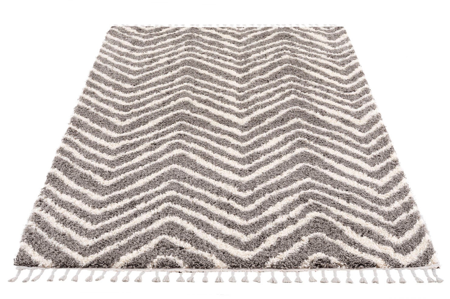 Image of Carpet City Hochflor-Teppich »Pulpy 531«, rechteckig, 30 mm Höhe, besonders weich, mit Fransen, Zickzack Look, ideal für Wohnzimmer & Schlafzimmer bei Ackermann Versand Schweiz