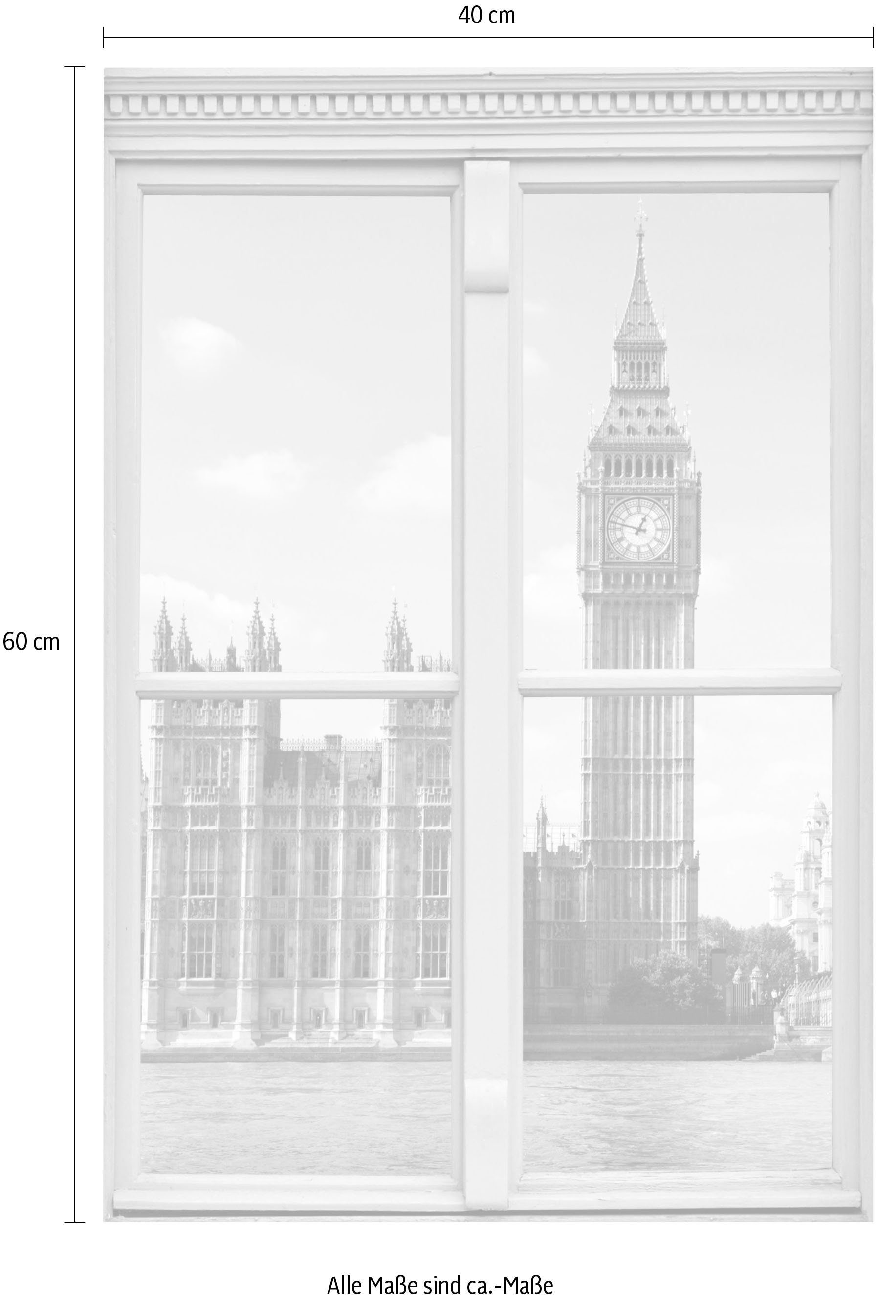 queence Autocollants muraux »Big Ben« Wandsticker, Wandbild, selbstklebend, 3D, Fenster