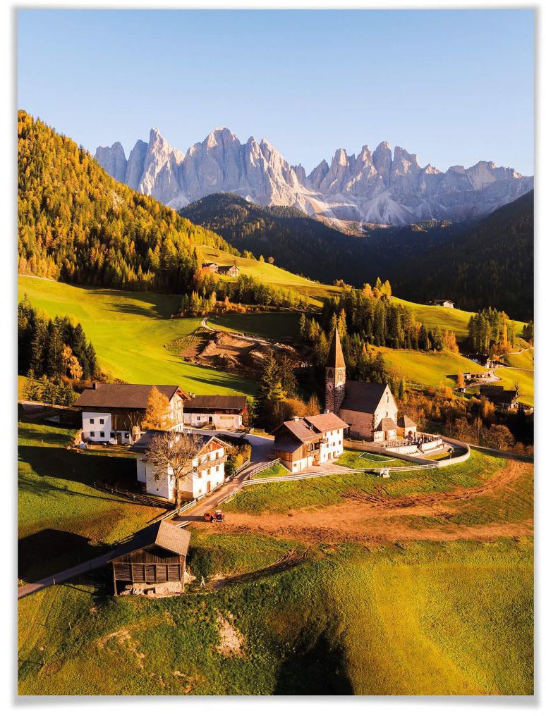 Image of Wall-Art Poster »Dorf Dolomiten«, Landschaften, (1 St.), Poster, Wandbild, Bild, Wandposter bei Ackermann Versand Schweiz