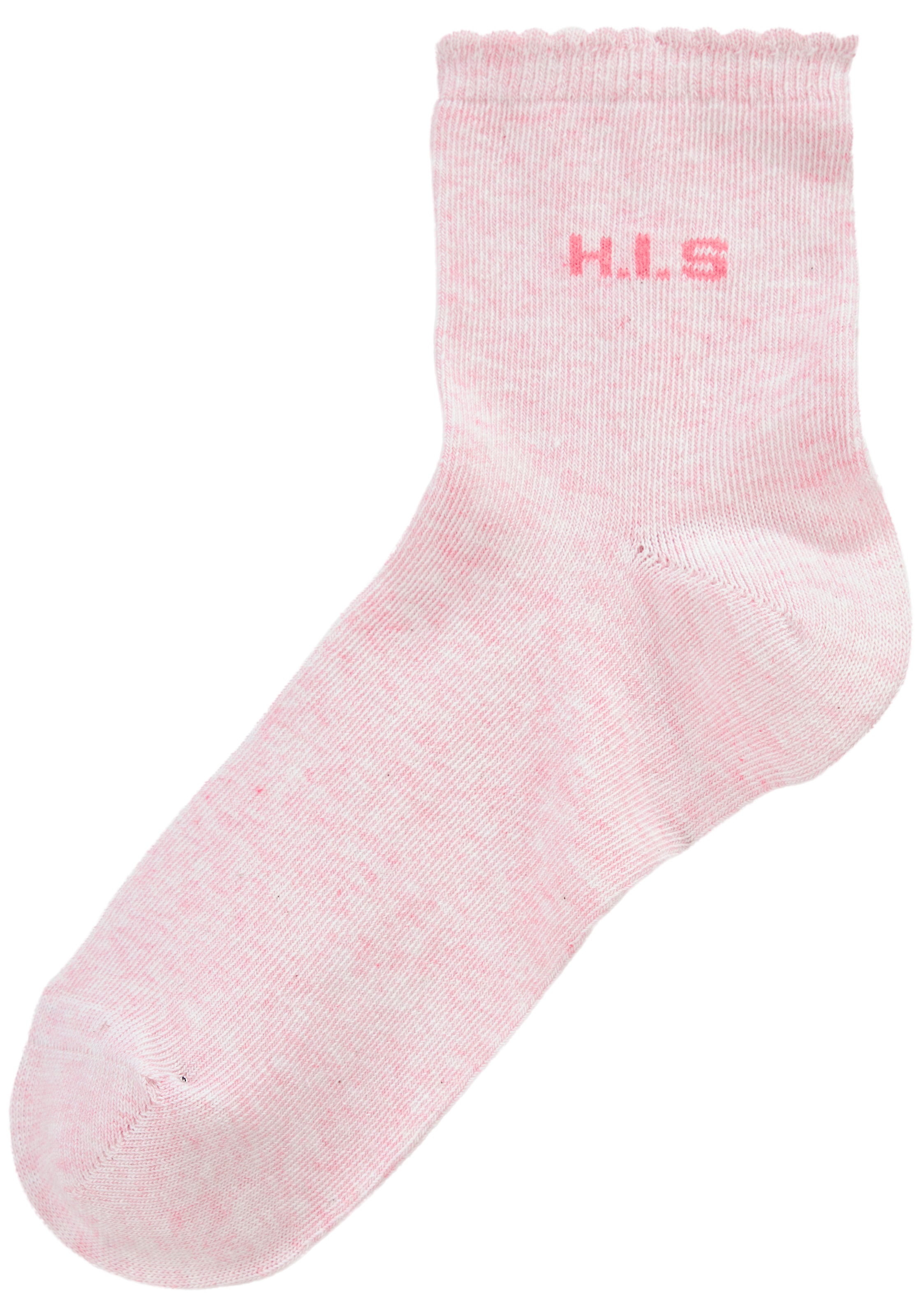 H.I.S Chaussettes courtes »Damen uni und meliert für die ganze Woche« Paquet, 7 Couple tlg. avec un bord-côte ondulé