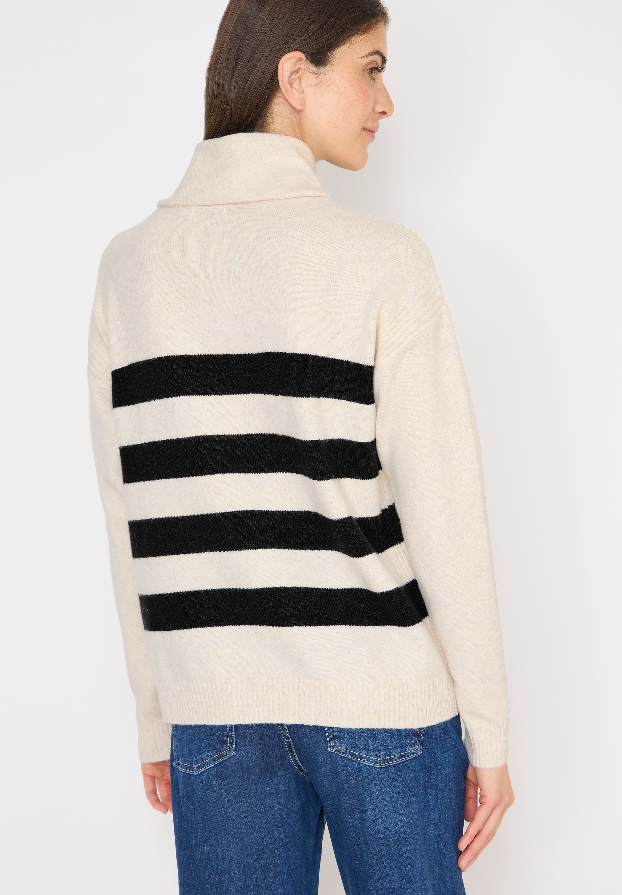 Cecil Rollkragenpullover mit Colorblocking-Streifen und grossem Kragen