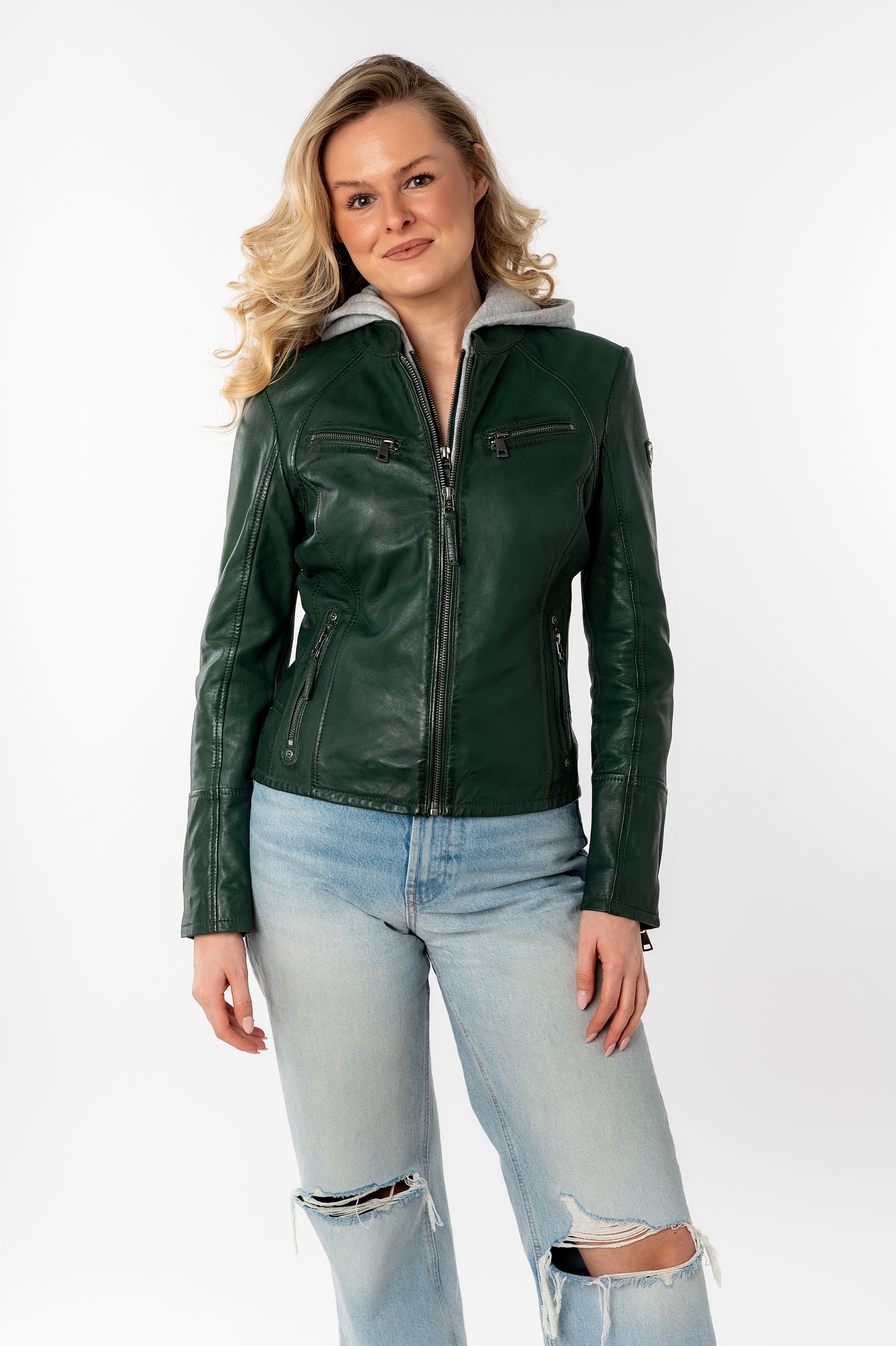 Image of Mauritius Lederjacke "Nola LEGV" mit Kapuze mit abnehmbarer Jersey-Kapuze