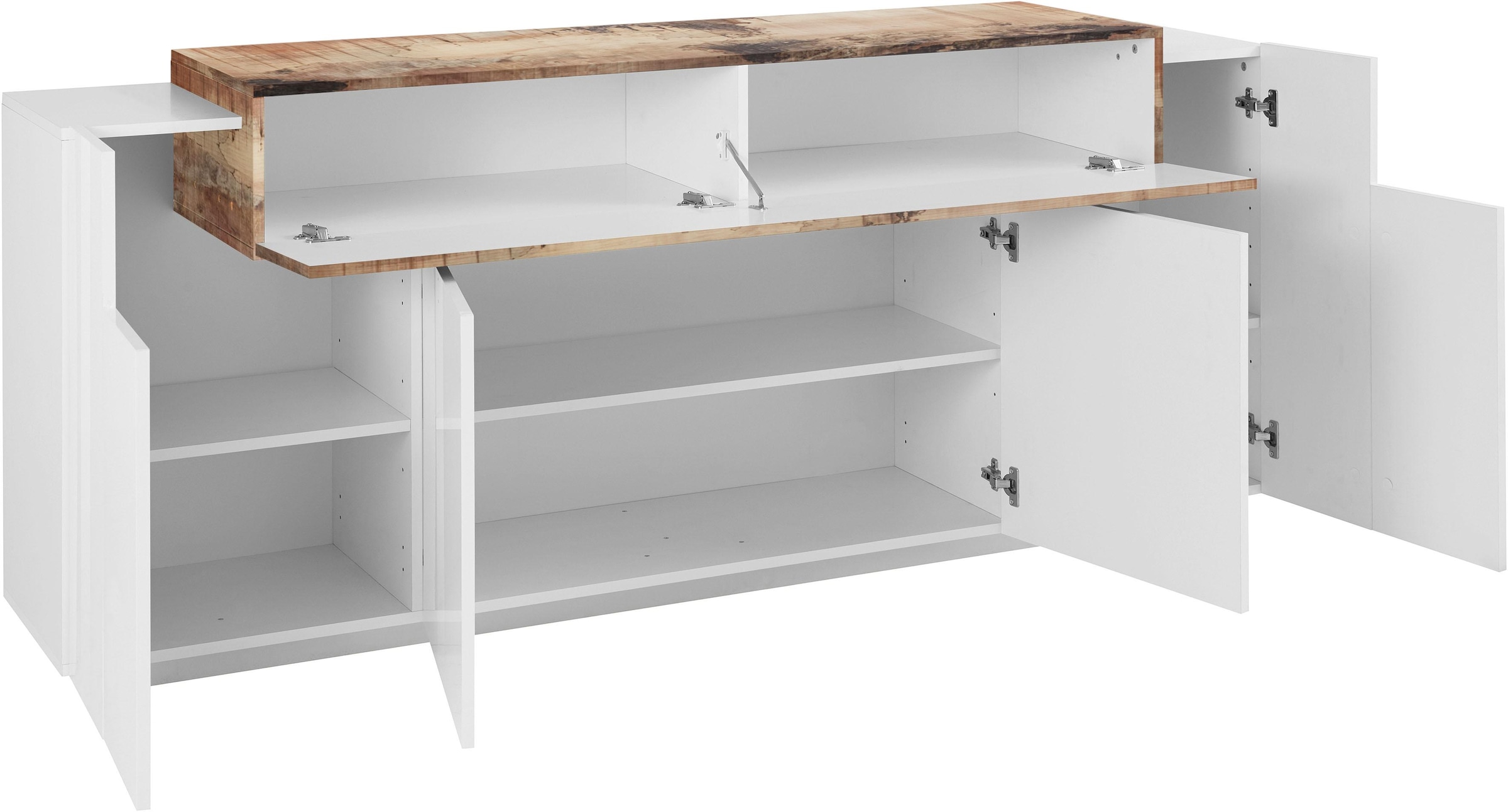 INOSIGN Sideboard »Coro, Kommode, Schrank, Kredenz, grifflos mit Einlegeböden« 1 Klappe,4 Türen, Doppeltiefe,  B/T/H 200x45x85,6cm