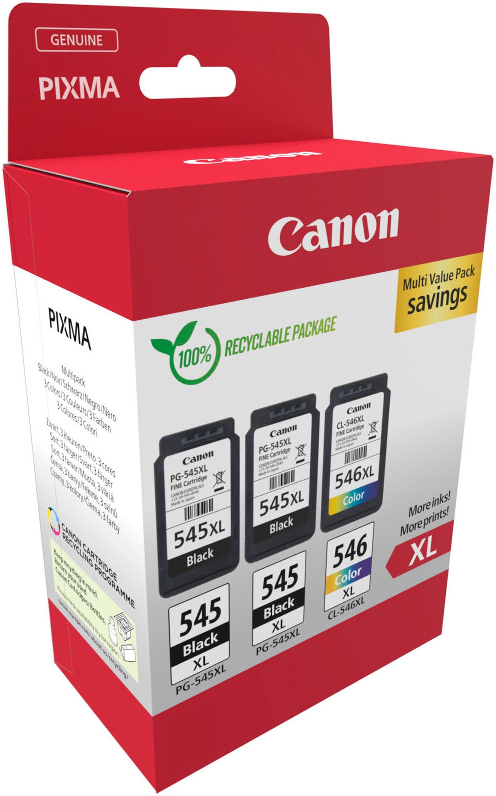Canon Tintenpatrone »PG-545XL x2/CL-546XL Triple Pack«, (Packung, 3 St.)