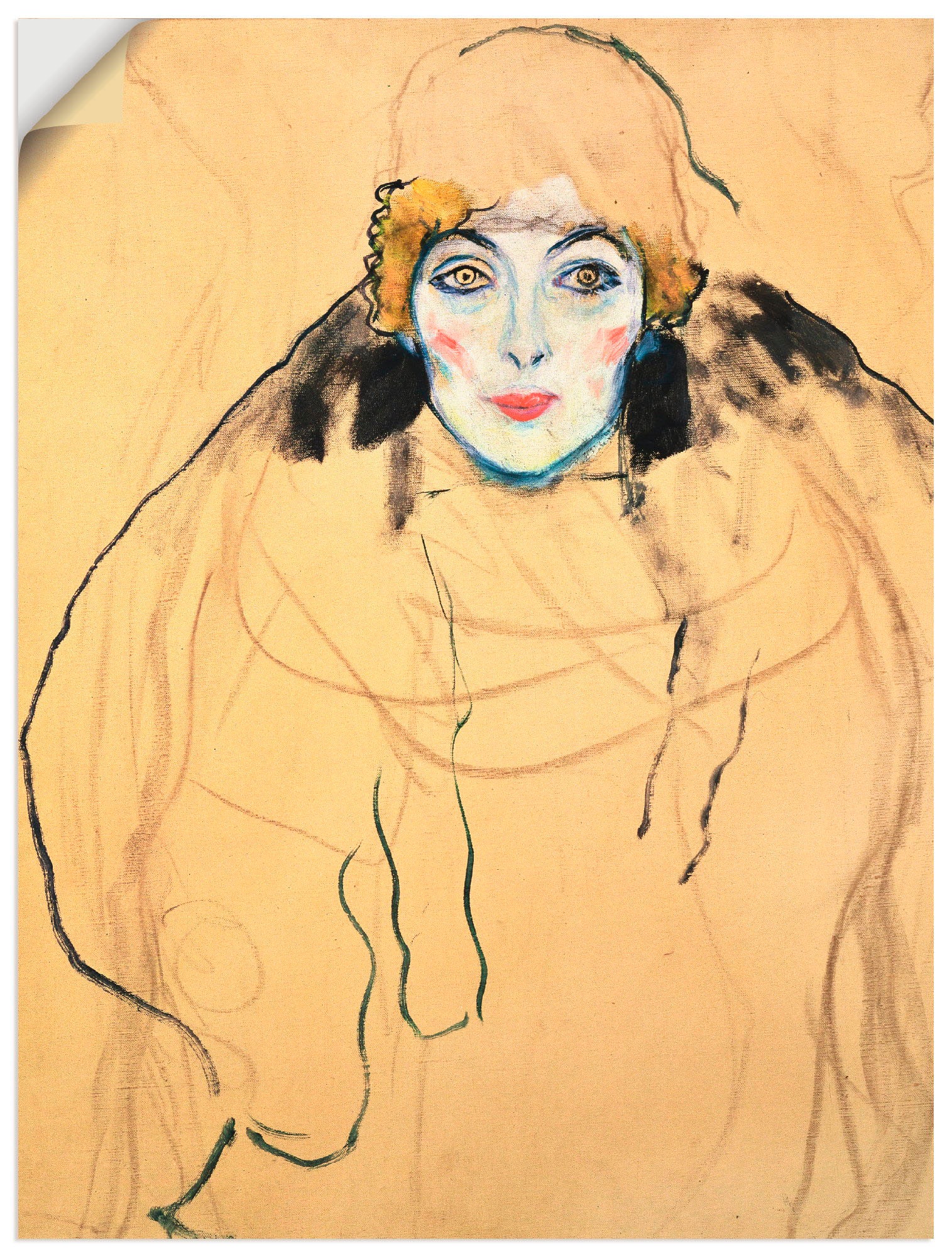 Image of Artland Wandbild »Damenbildnis en face (Frauenkopf)«, Frau, (1 St.), in vielen Grössen & Produktarten -Leinwandbild, Poster, Wandaufkleber / Wandtattoo auch für Badezimmer geeignet bei Ackermann Versand Schweiz