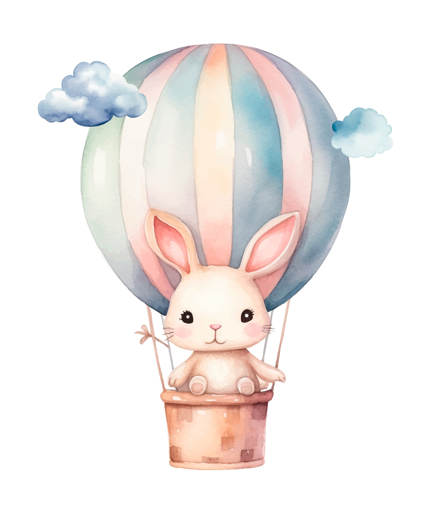 Lüttenhütt Bild mit Rahmen »oder Poster, Hase im Heissluftballon am Himmel« Ballonfahren | Fantasy | Heissluftballon | Tiere 1 Stk. tlg. HD Premium Druck