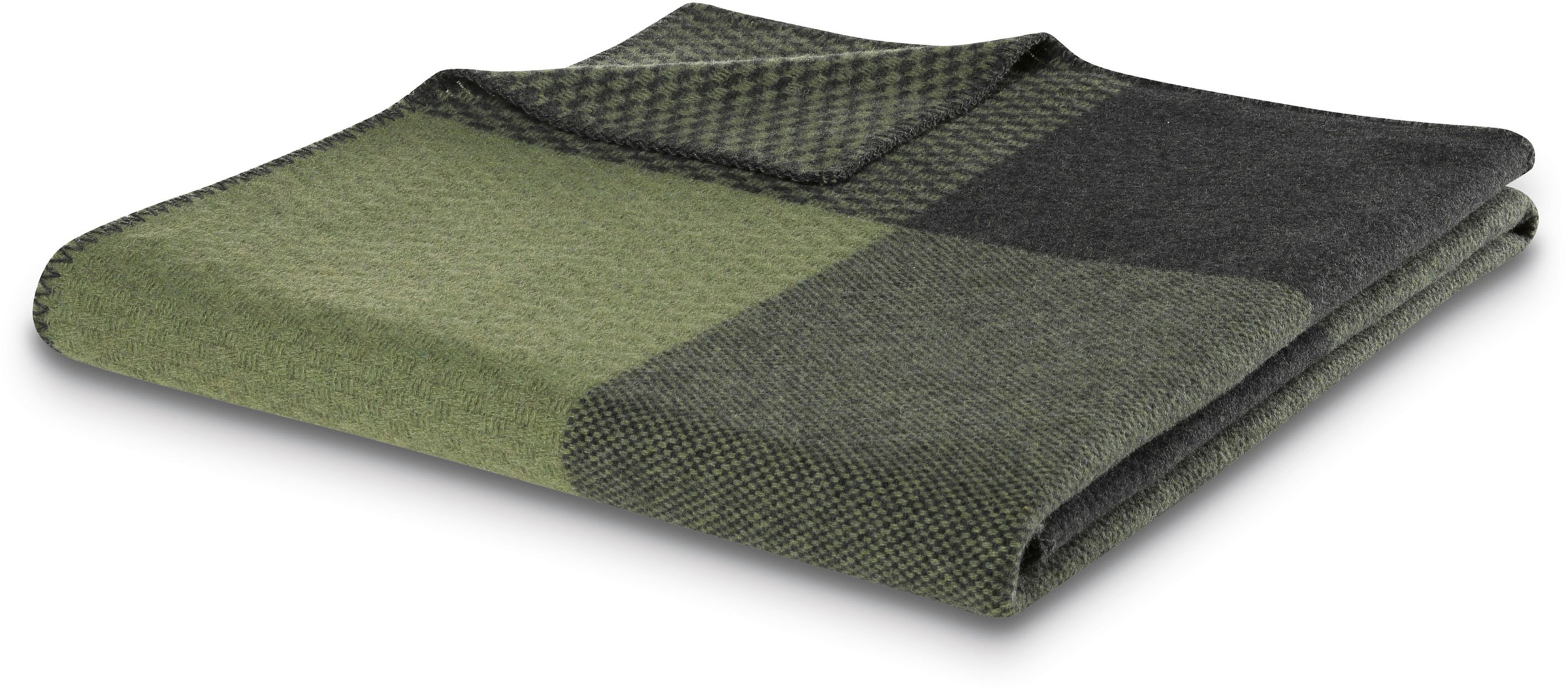 Image of Biederlack Wohndecke "Plaid Frame green" exquisite Kuscheldecke aus reiner Merinowolle