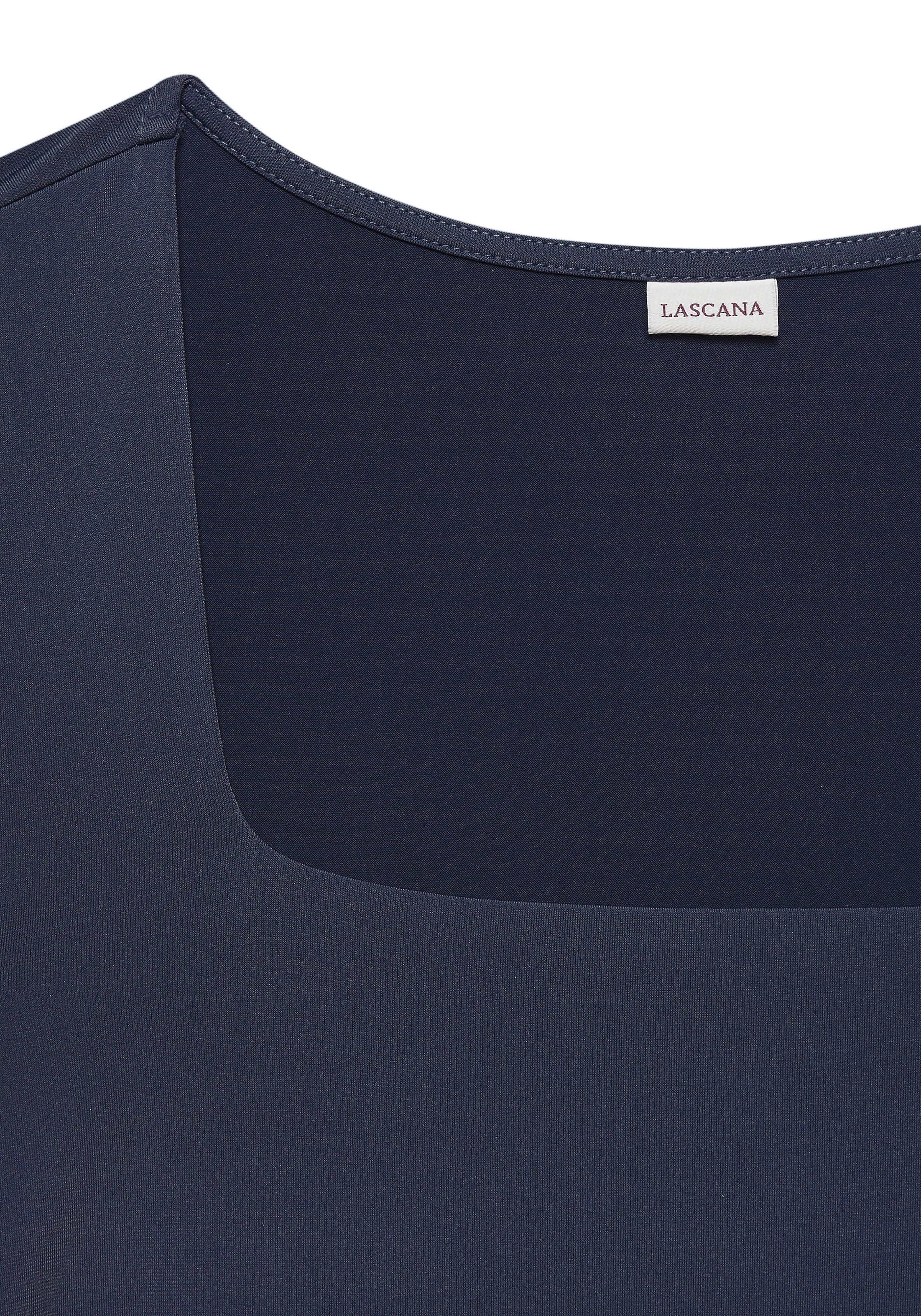 LASCANA T-Shirt, aus bügelfreiem Material, elegantes Kurzarmshirt, doppellagig