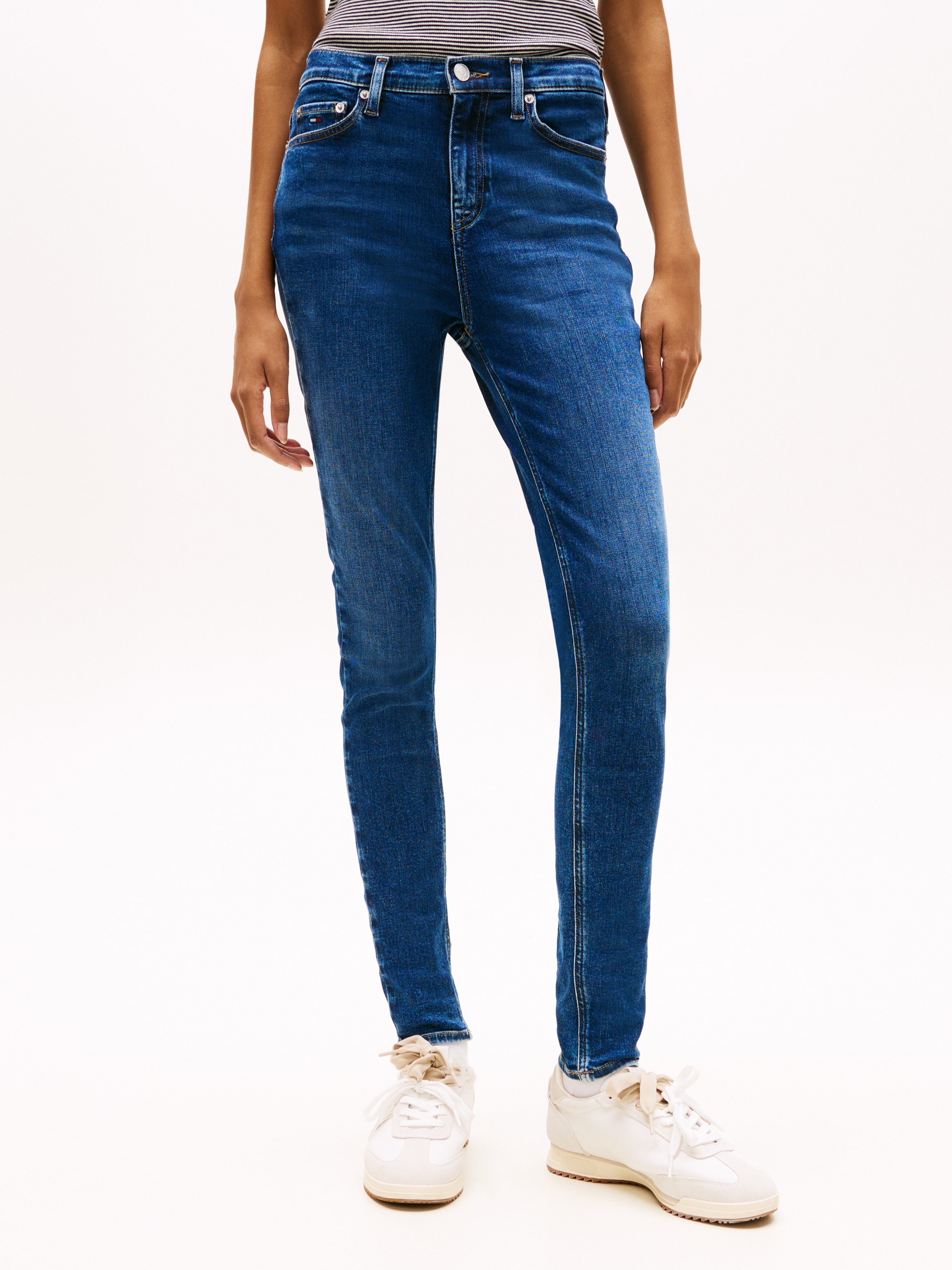 Image of Tommy Jeans Skinny-fit-Jeans "NORA MR SKNY AH1280" mit Logo-Badge, Mid Rise