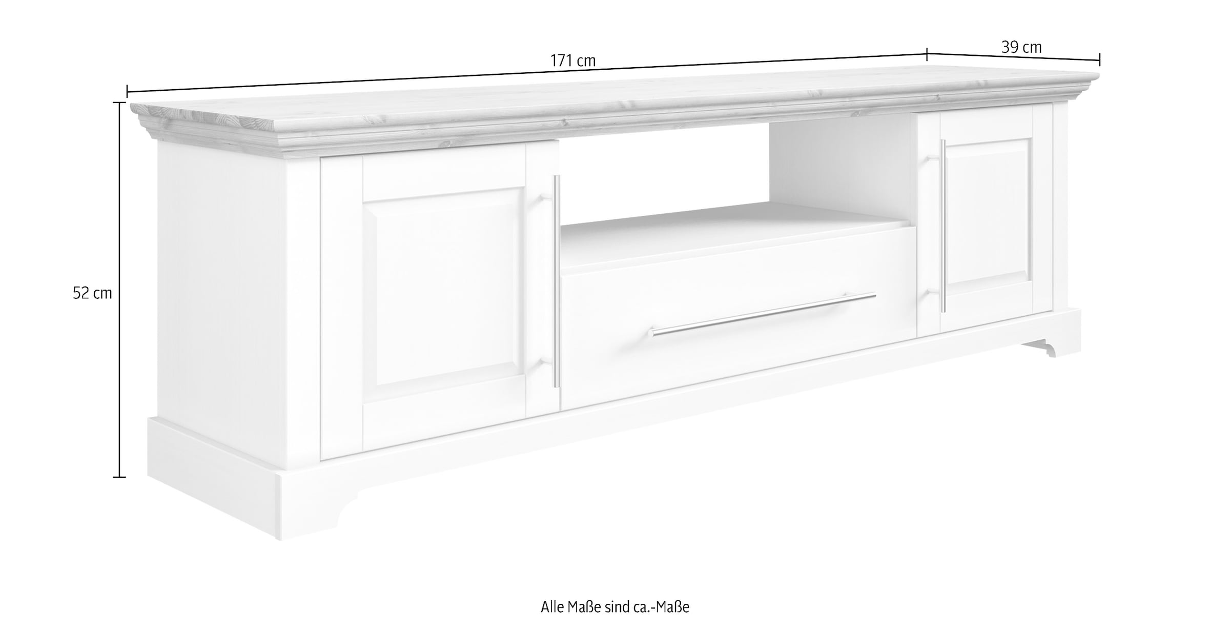 Home affaire TV-Board »Meliss«, Lowboard, 2-türig, Breite 171 cm, Kiefer massiv, FSC®