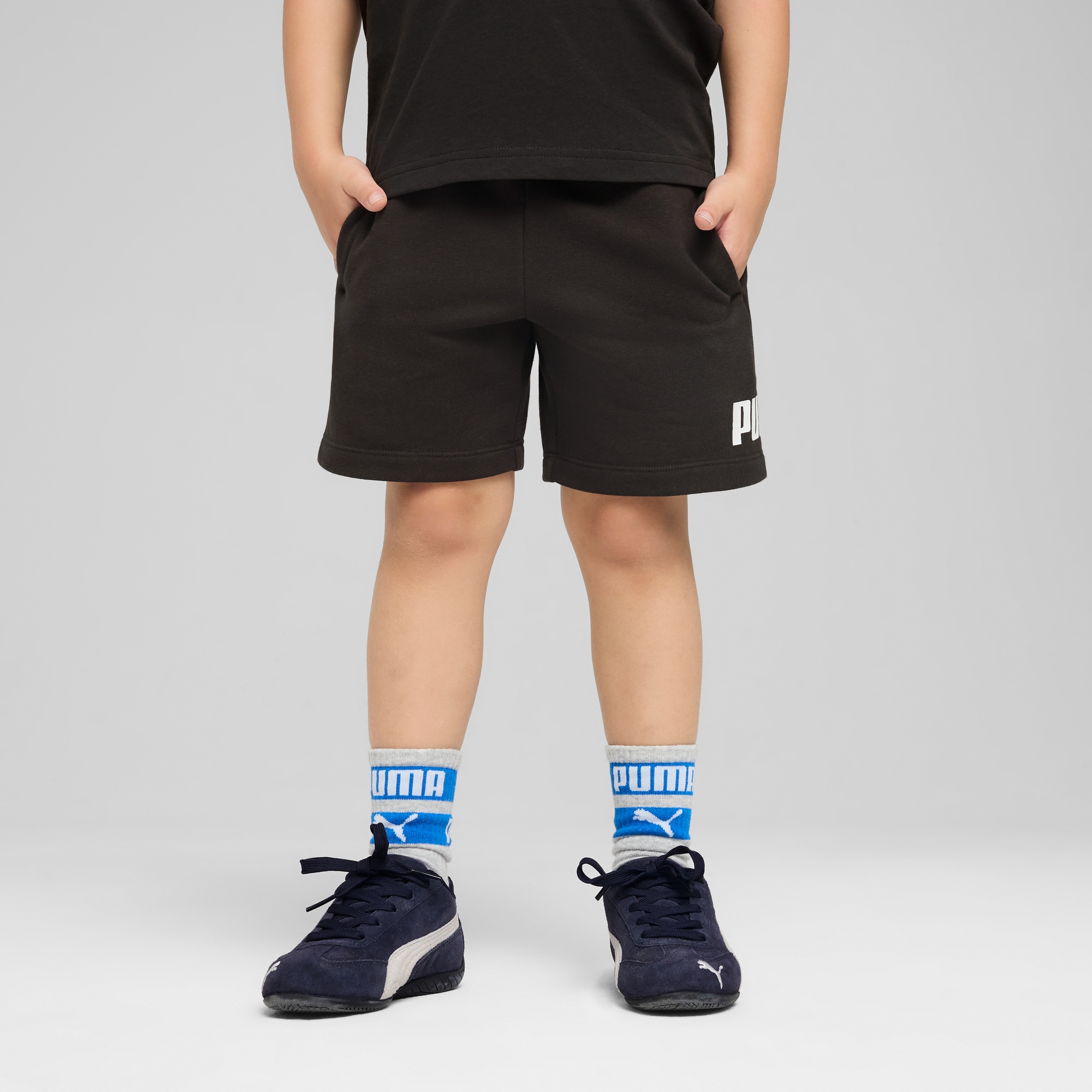 Image of PUMA Trainingsshorts "ESS NO. 1 LOGO SHORTS TR PS" aus Baumwolle und Polyester, mit elastischem Bund, sportlicher Stil