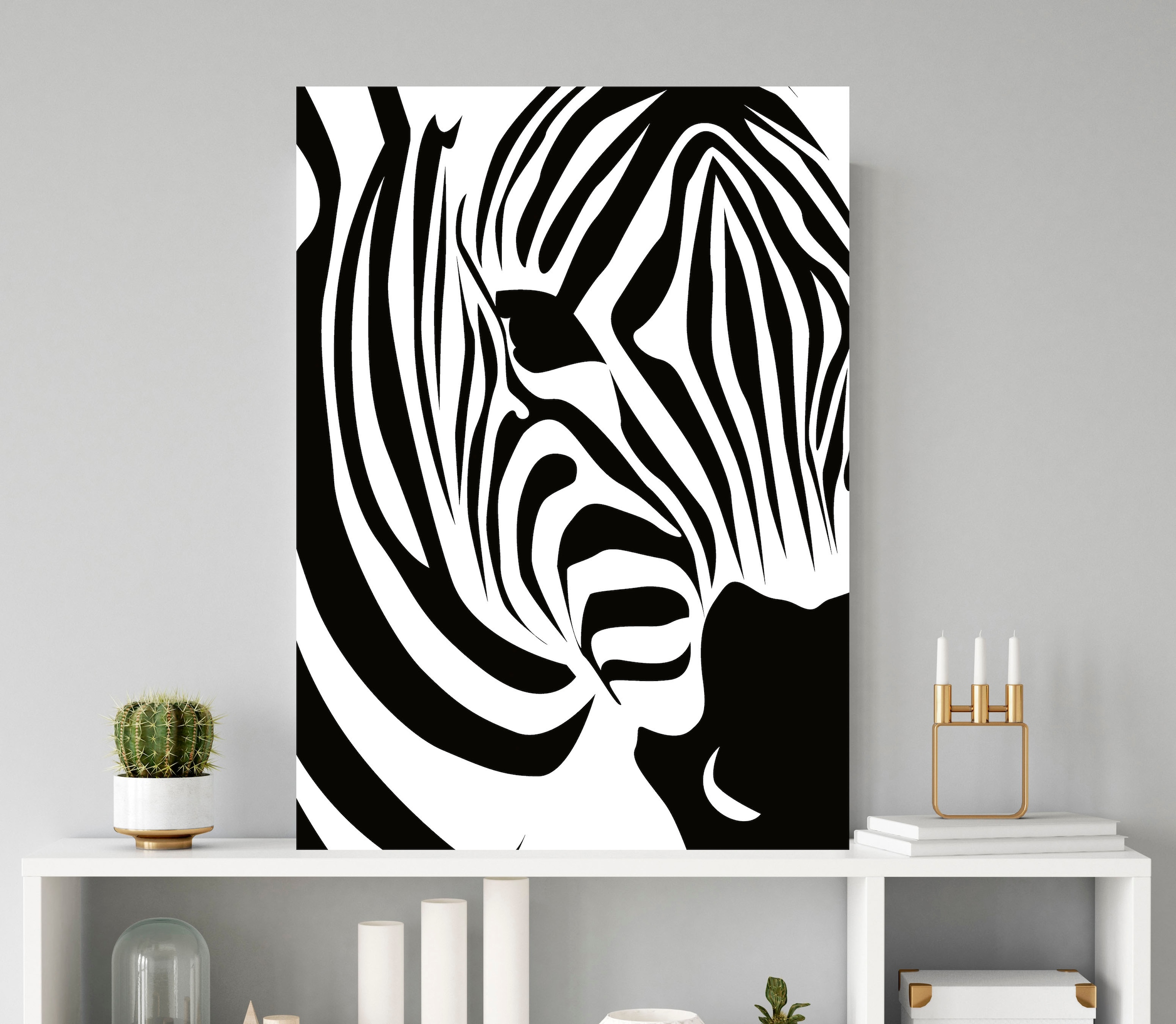 Image of queence Metallbild "Zebra" Schwarz-Weiss Tiere Zebras 1 Stk. tlg. Stahlschilder