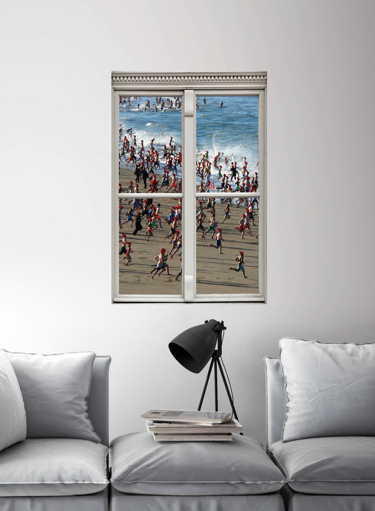 queence Wandsticker »Menschen am Strand«, Wandsticker, Wandbild, selbstklebend, 3D, Fenster