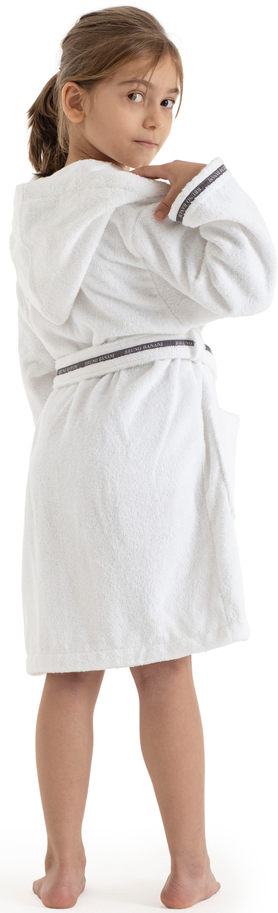 Bruno Banani Peignoir de bain pour enfants »Danny, Ideal für Zuhause, Schwimmbad oder im Urlaub« 1 cuis tlg., mit Logostreifen, aus 100% Baumwolle