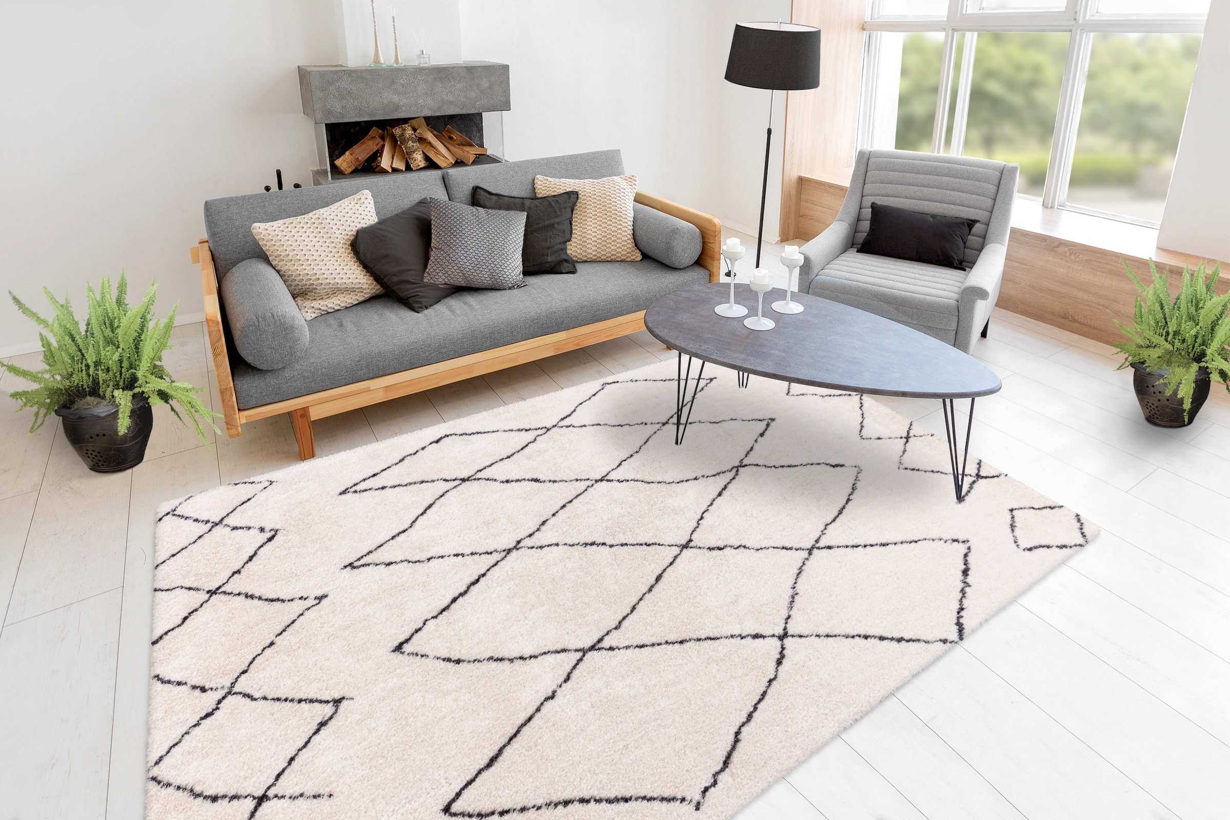 me gusta Teppich »Orlando 425«, rechteckig, 27 mm Höhe, Weicher Hochflorteppich, dezent gestaltet,Fussbodenheizung geeignet