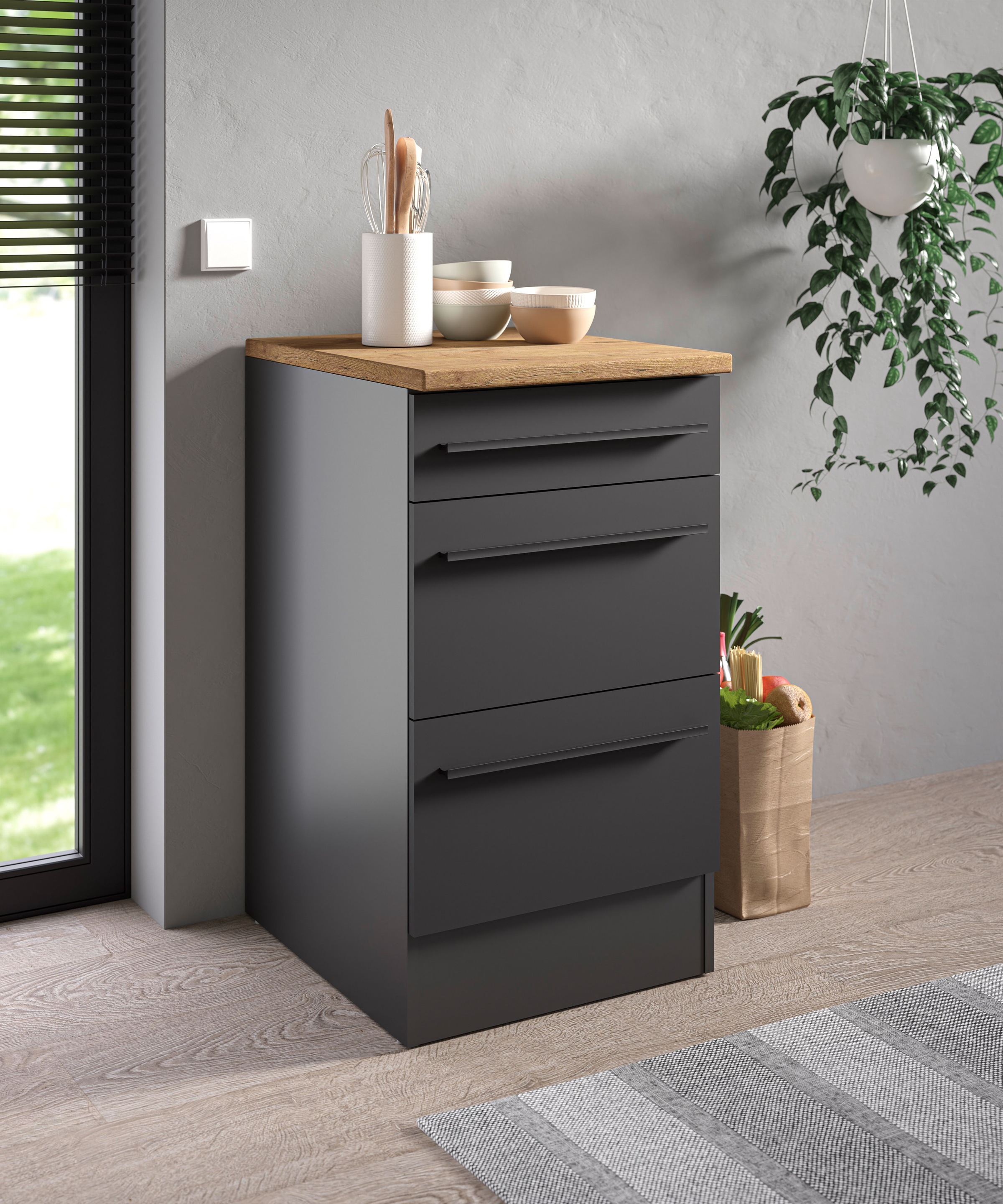 BASIC by Balculina Armoire basse »Jazz B/T/H 50x60x90 cm« 1 cuis tlg. Largeur 50cm, revêtement mélaminé
