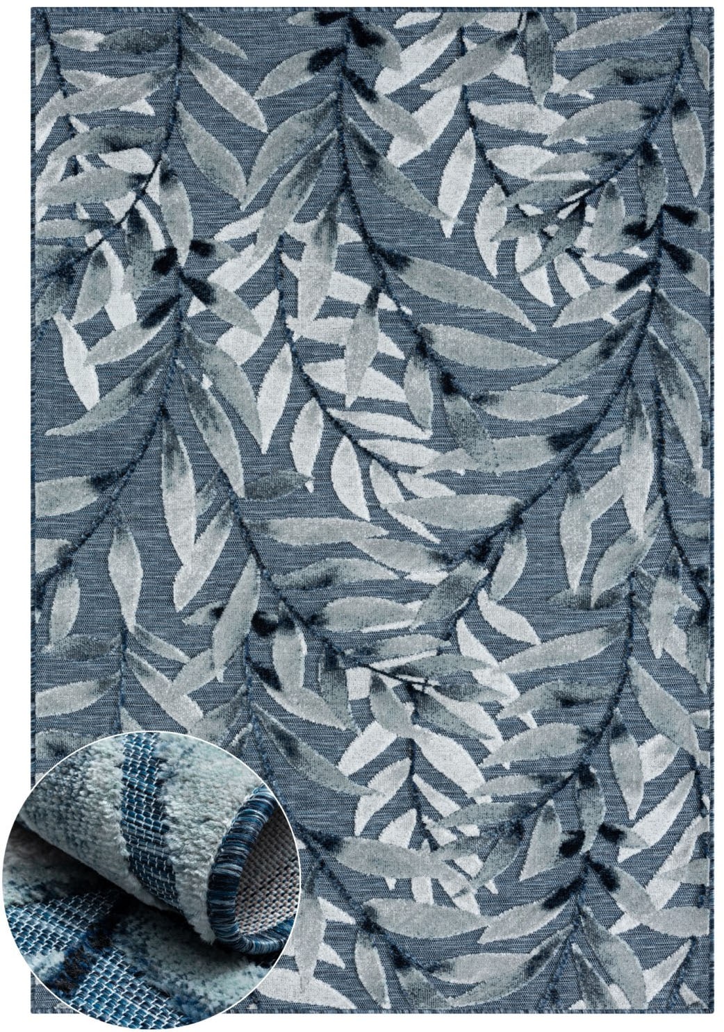 Myflair Möbel & Accessoires Teppich »Olivia, LAGERRÄUMUNG!« rechteckig 8 mm Höhe Blätter Motiv, Hoch-Tief Effekt, Outdoor geeignet, Balkon, Terrasse